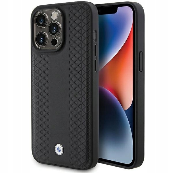 Bmw BMHCP15L22RFGK iPhone 15 Pro 6.1" černý/černý kožený diamantový vzor