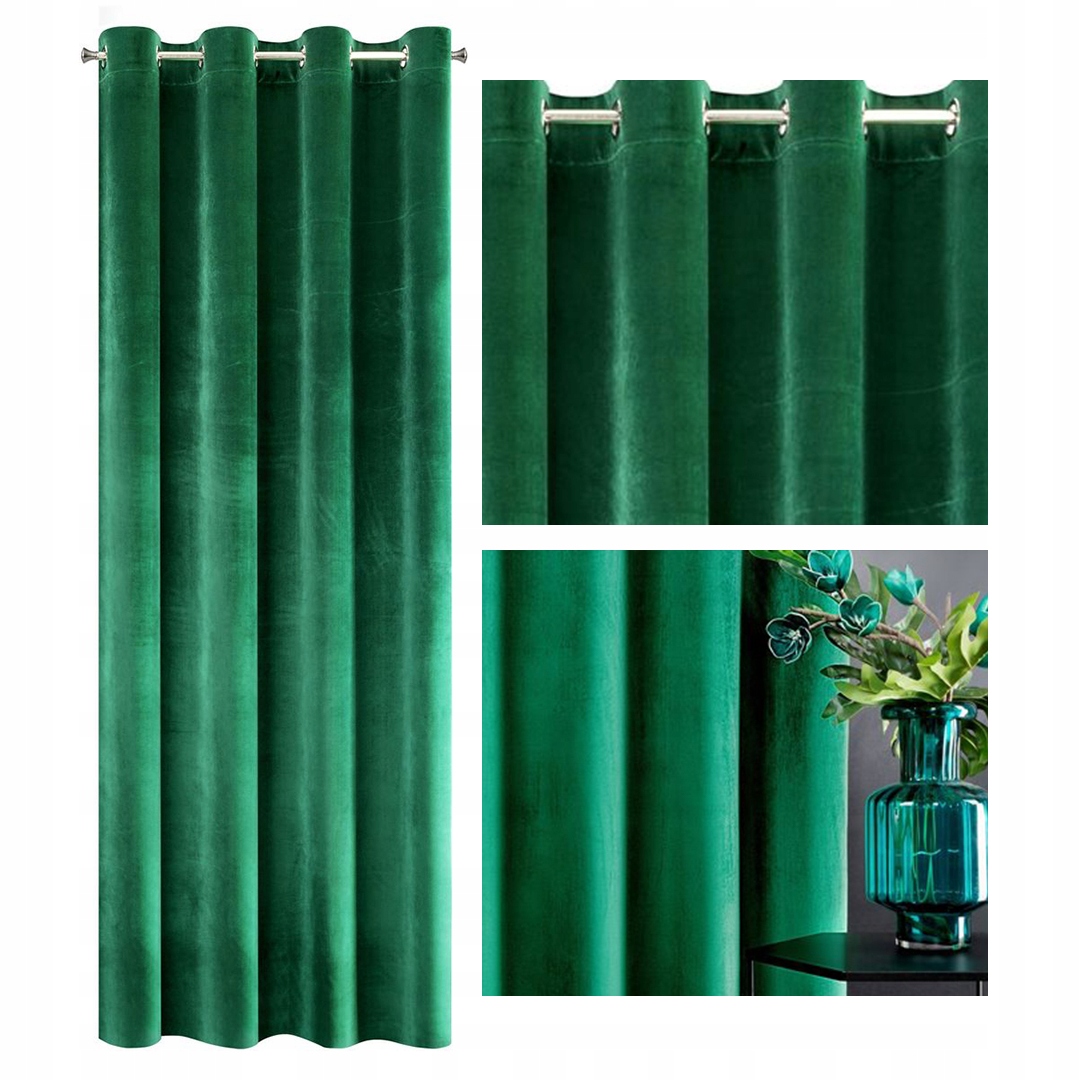 

Zasłona gotowa welurowa 140x250 zielona Eurofirany