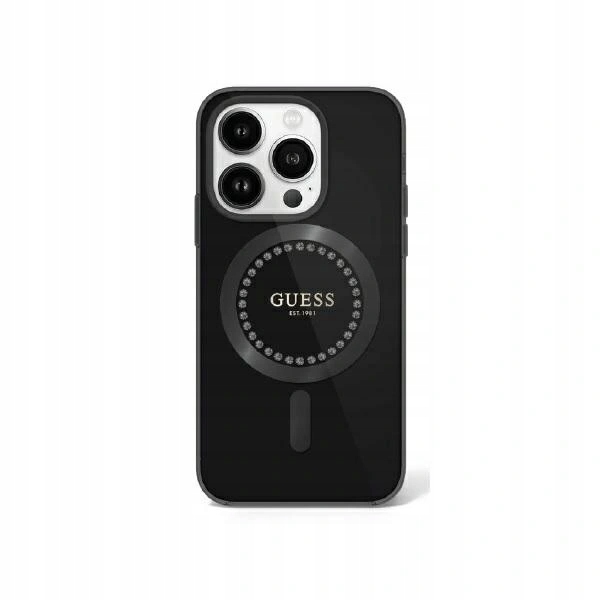 Pouzdro Guess GUHMP16LPFTDTEK pro Apple iPhone 16 Pro hardcase IML Rhinestones Mag