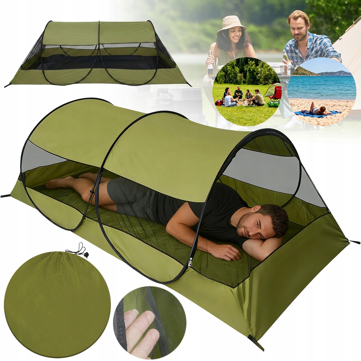 Silný Turistický Stan Pro Kempování, Velký, 1-MÍSTNÝ, Odolný Proti Hmyzu