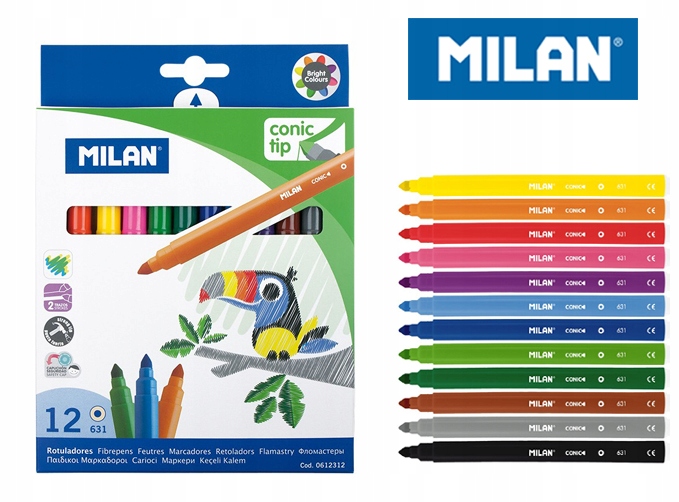 Flamastry Ze Stożkową Koncówką 12 Szt Milan