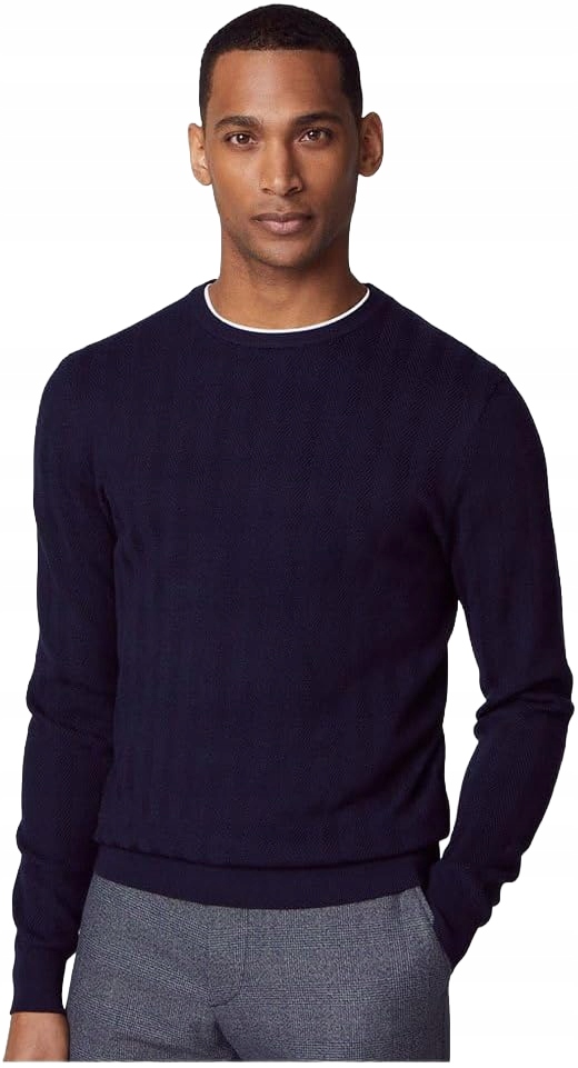 Hackett London Modrý Pánský Svetr S Kulatým Výstřihem, Vlna S Jpa
