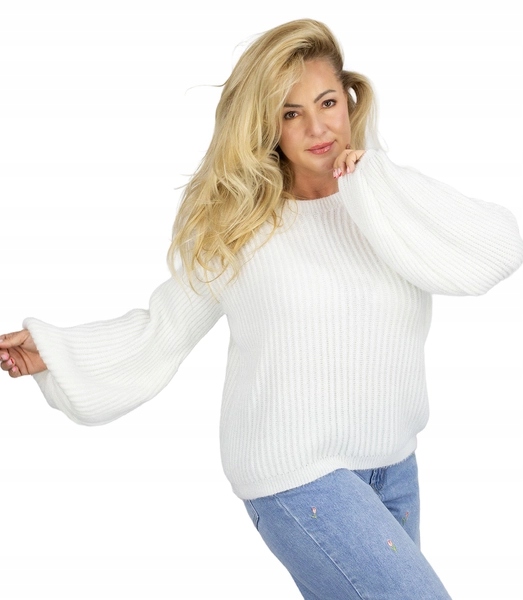 Dámský svetr s proužky – módní střih s bufíky Agrafka unisize