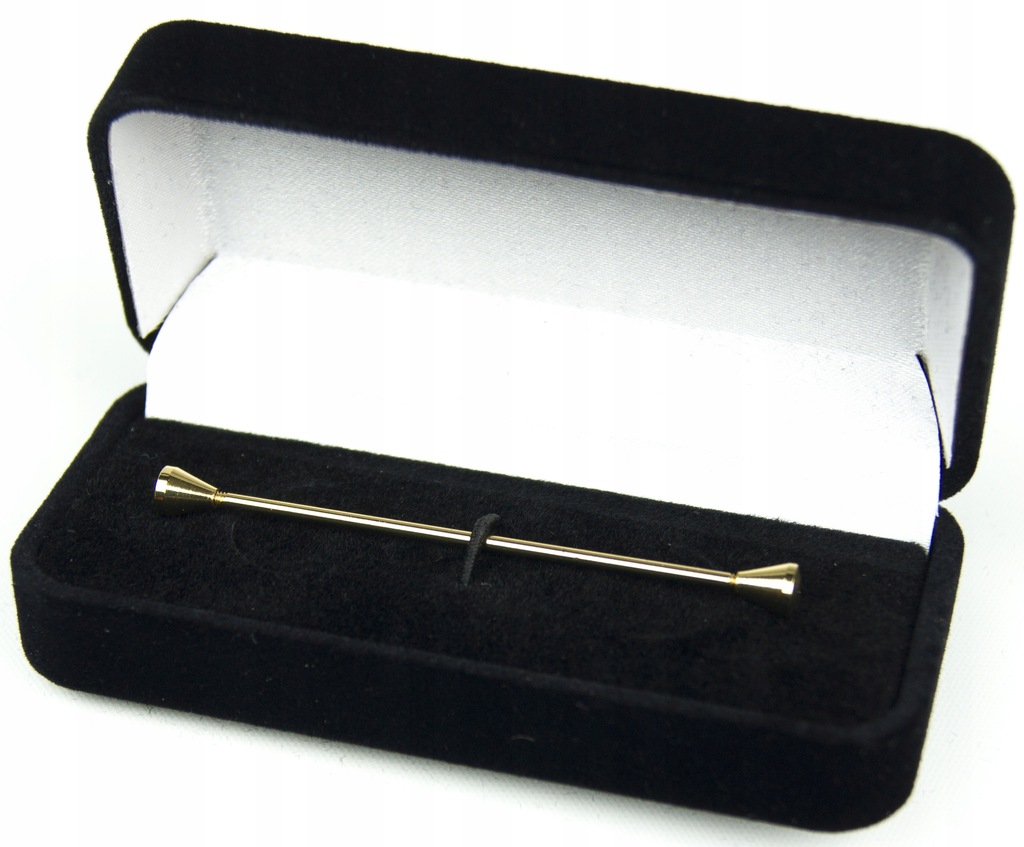 Złota Szpilka do kołnierzyka Pin collar Bar Długość 65 mm