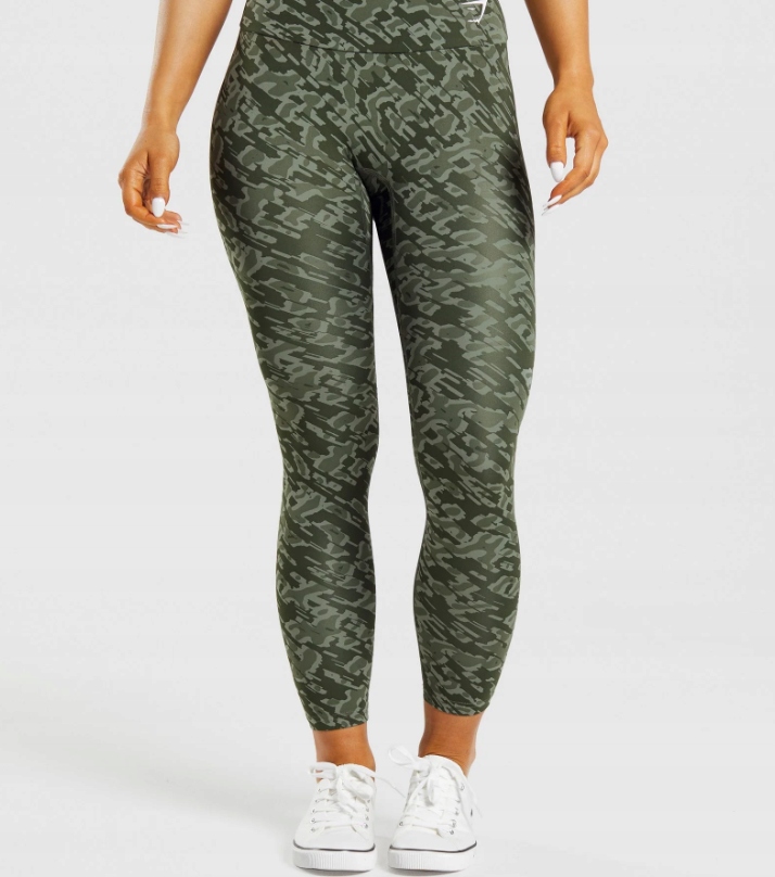 Gymshark Legginsy Sportowe Długie Zielone Wzorzyste S 1A0F1_A*