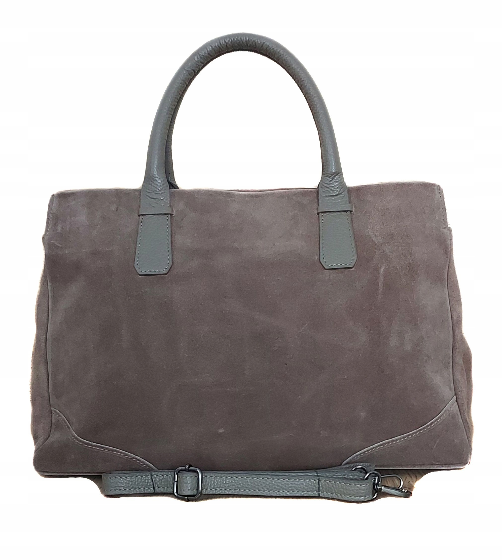 Velký semišový kufr A4 XL prostorný Italská kůže Shopper Vera Pelle Béžová