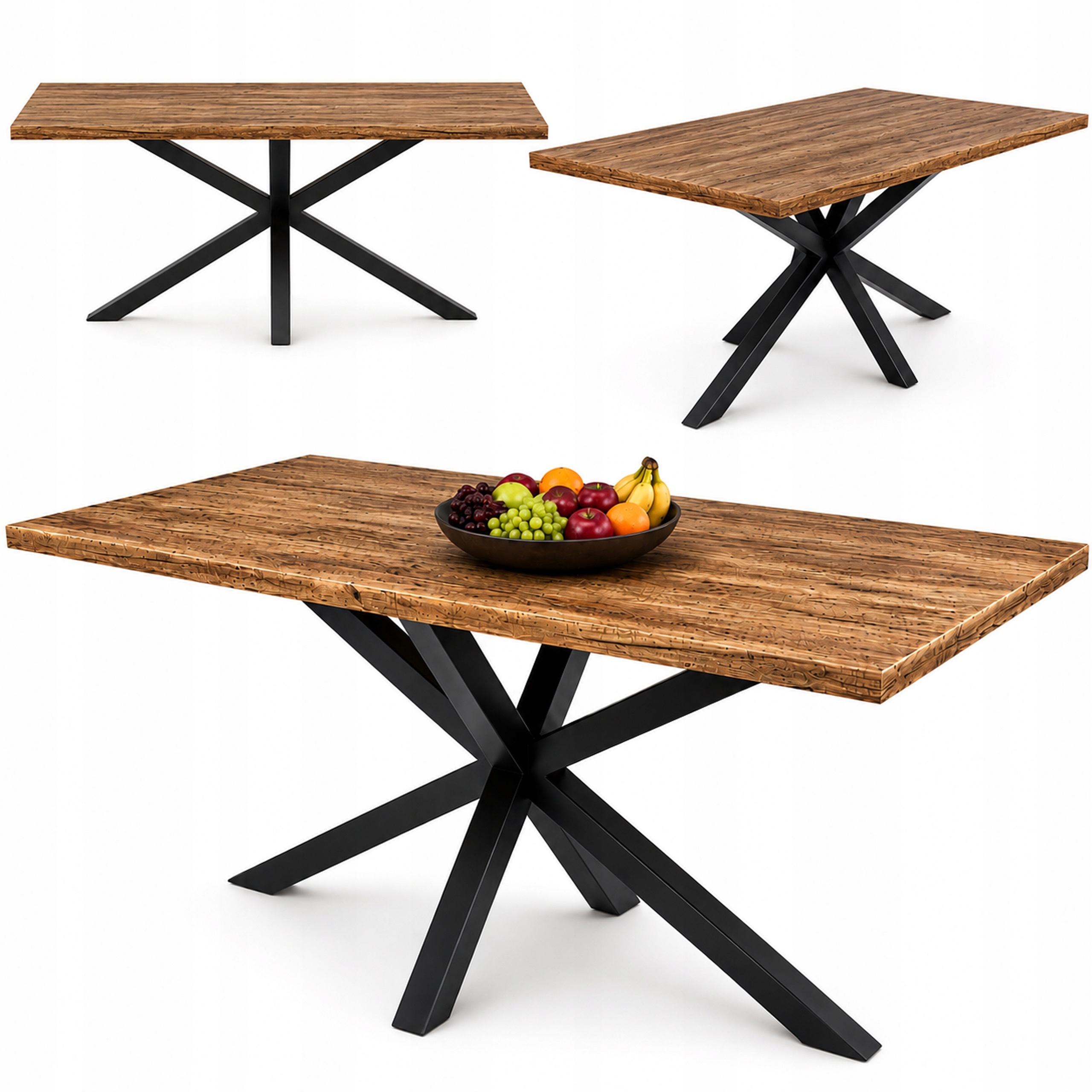 Stůl do jídelny a obývacího pokoje pavouk Loft 180x90 cm Egger Halifax Hikora Loft