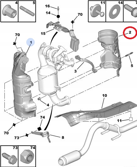 OSLONA KATALIZATORA 1 6 HDI C3 C4 C4 PICASSO C5 Part number 1723EY
