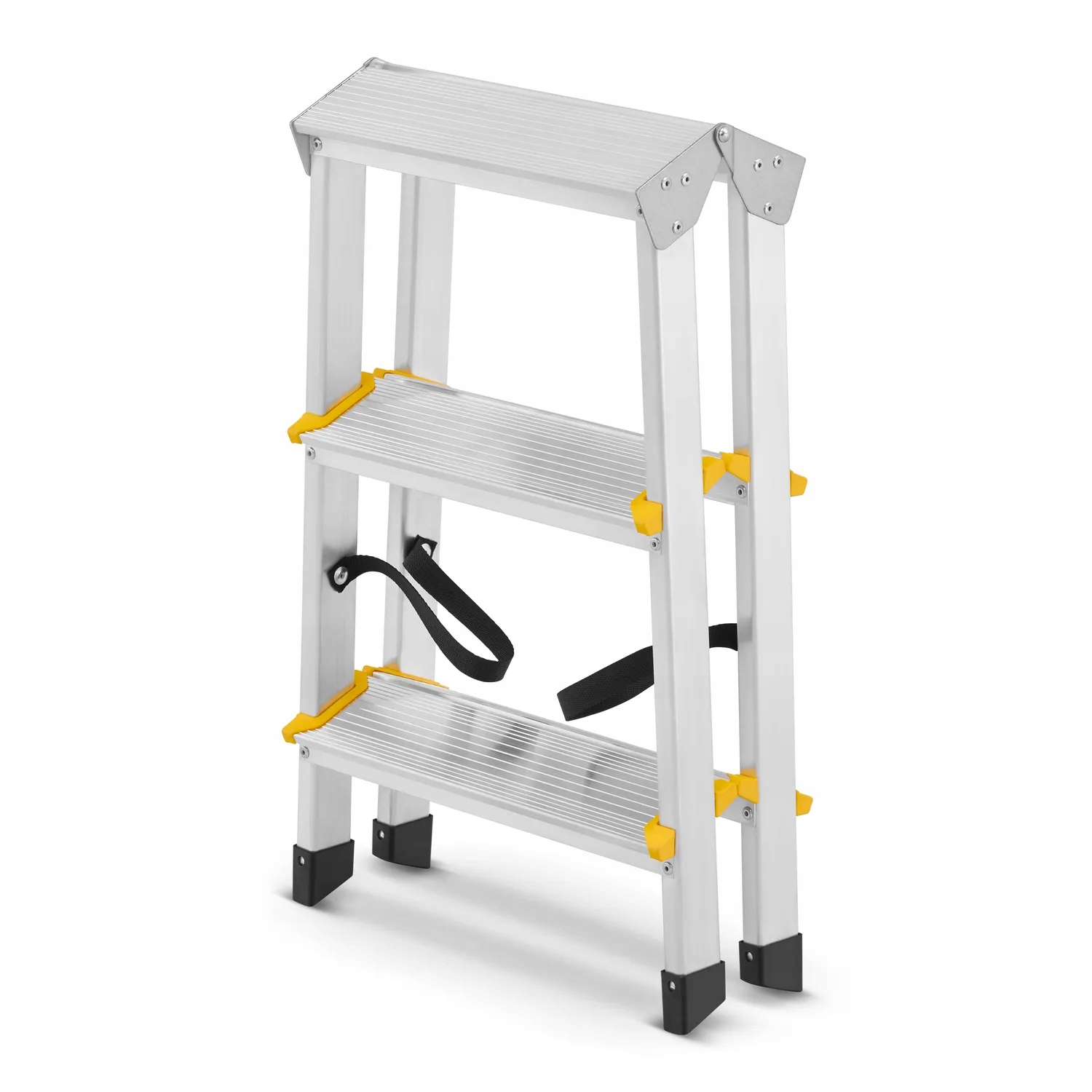 Drabina aluminiowa domowa dwustronna składana HIGHER 2x3 stopnie taboret podnóżek schodek — 17