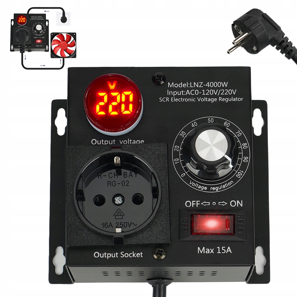4000 W Regulator Obrotów Silnika Napięcia Ac 0-230V Szerokie Zastosowanie