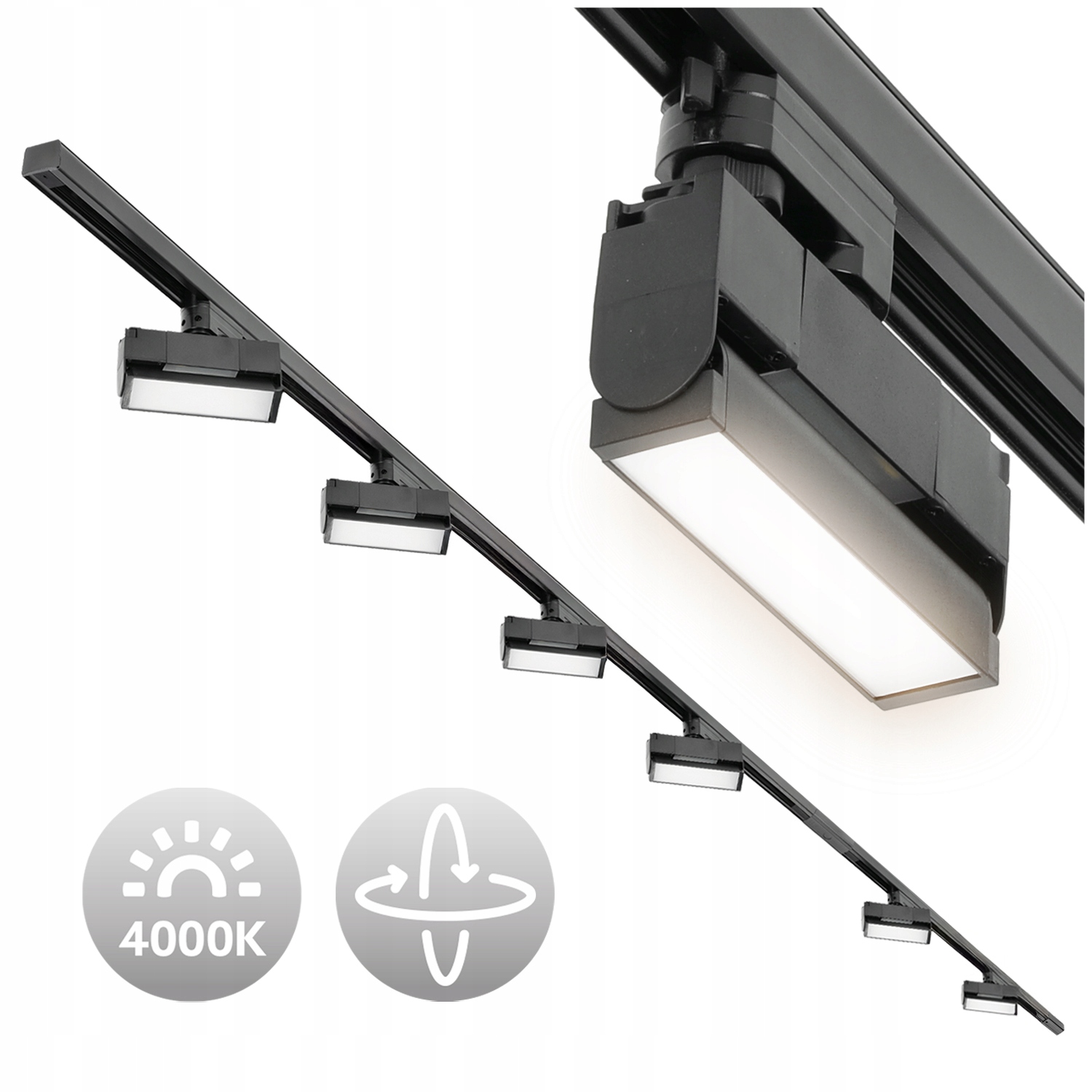3-fázová koľajnicová súprava 2 m 1 m rovný spoj 6 x Led 12 W