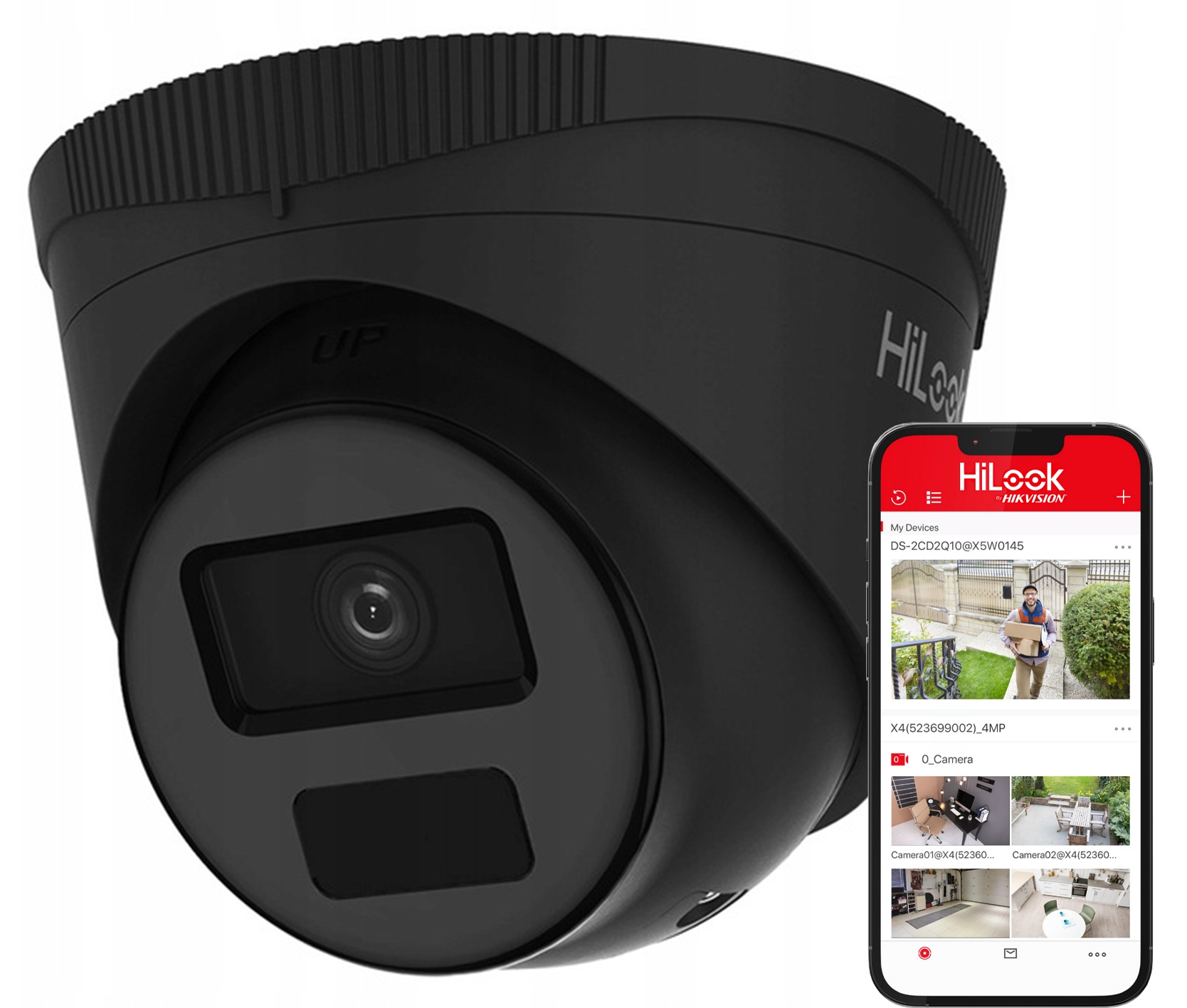 4MPx vonkajšia PoE kamera IPC-T241H-C Black HiLook Náhľad Deň Noc