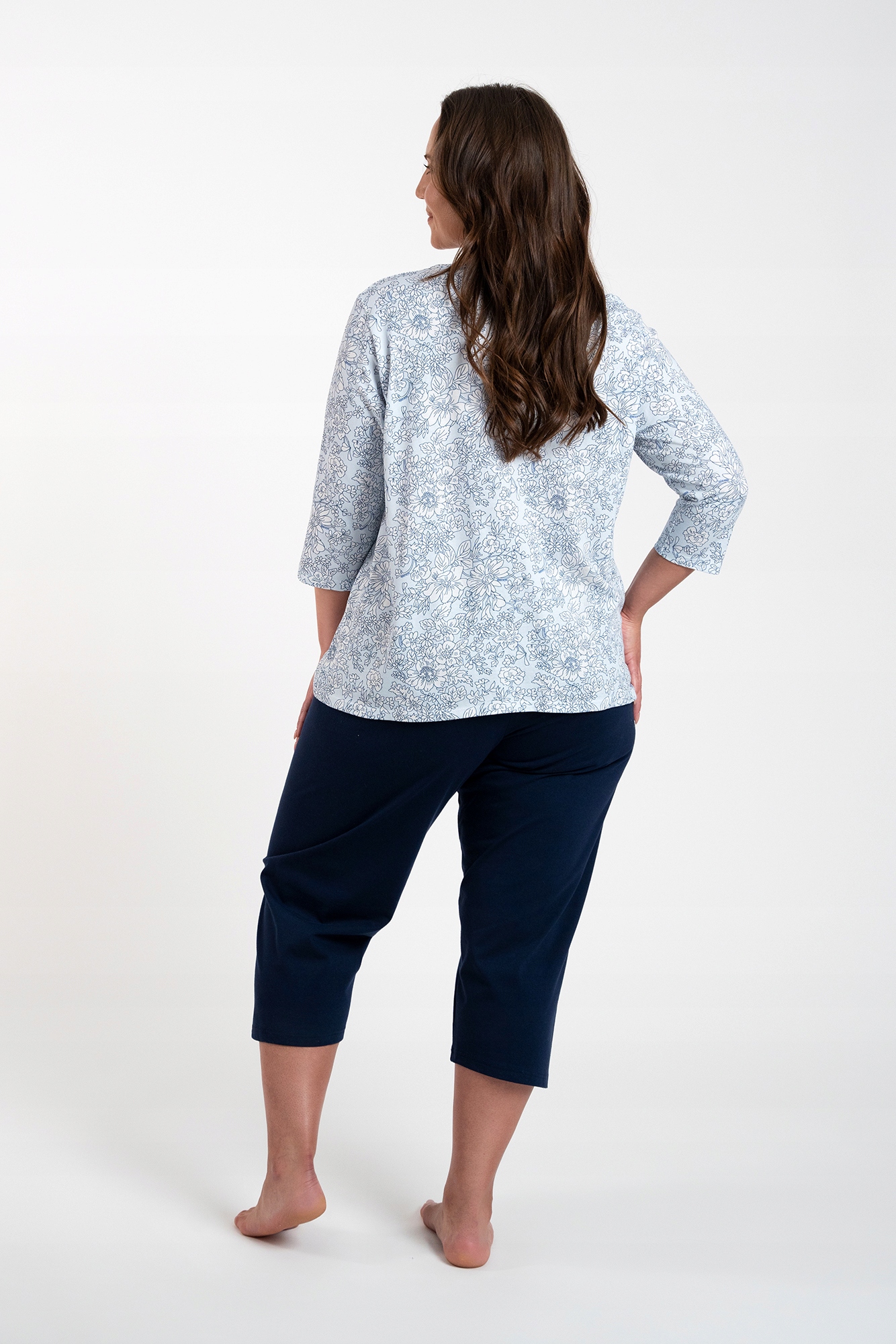 Pyžamo Italian Fashion Antonia 3/4 Rukáv Bavlněné Modré XXL