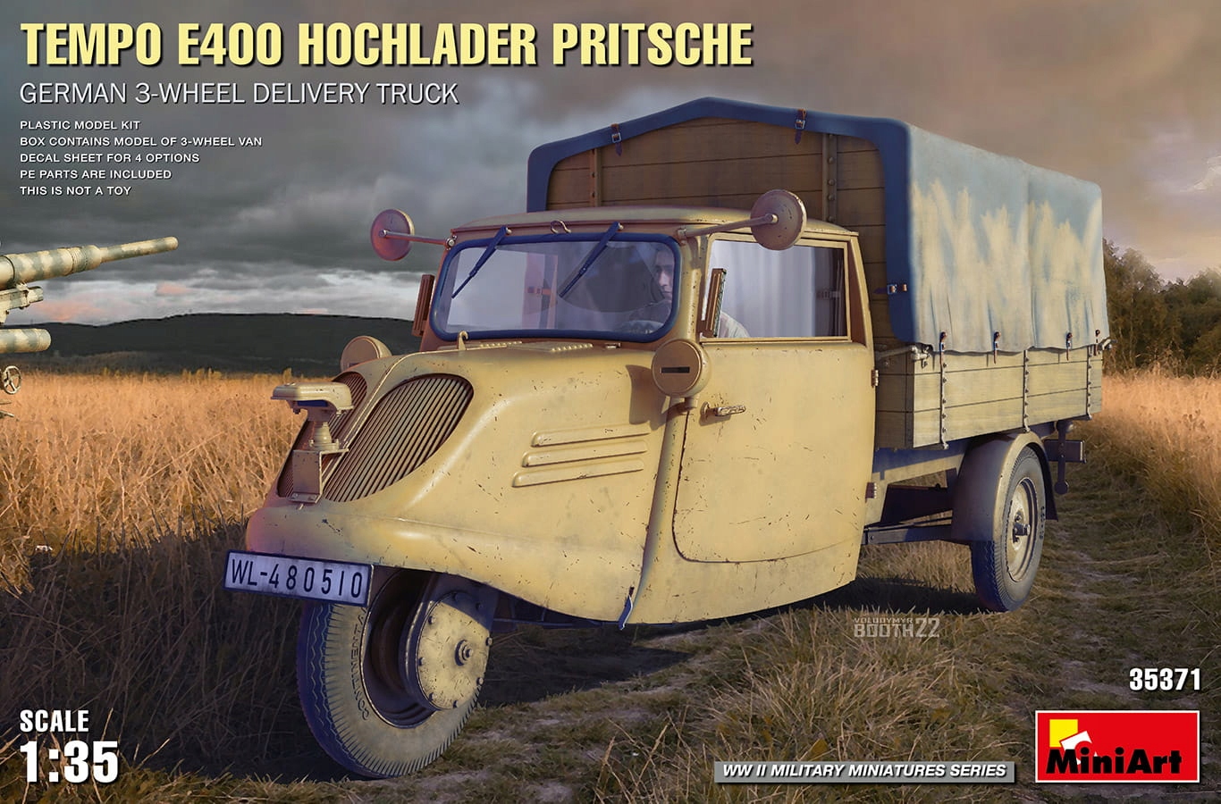 Tempo E400 Hochlader Pritsche. Německý 3kolový dodávkový vůz 1:35 MiniArt