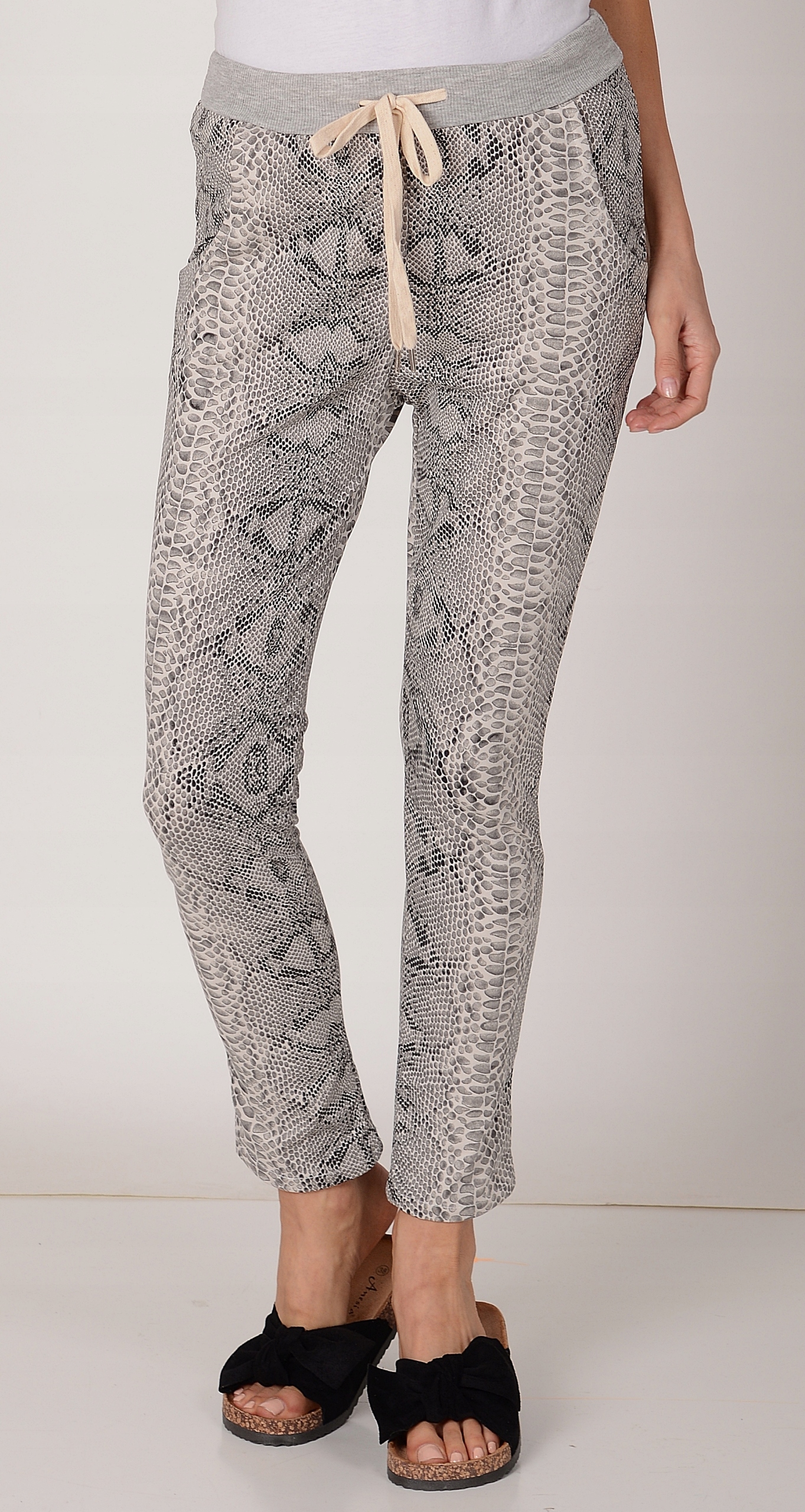 Włoskie SPODNIE Baggy dresowe Długość nogawki długa