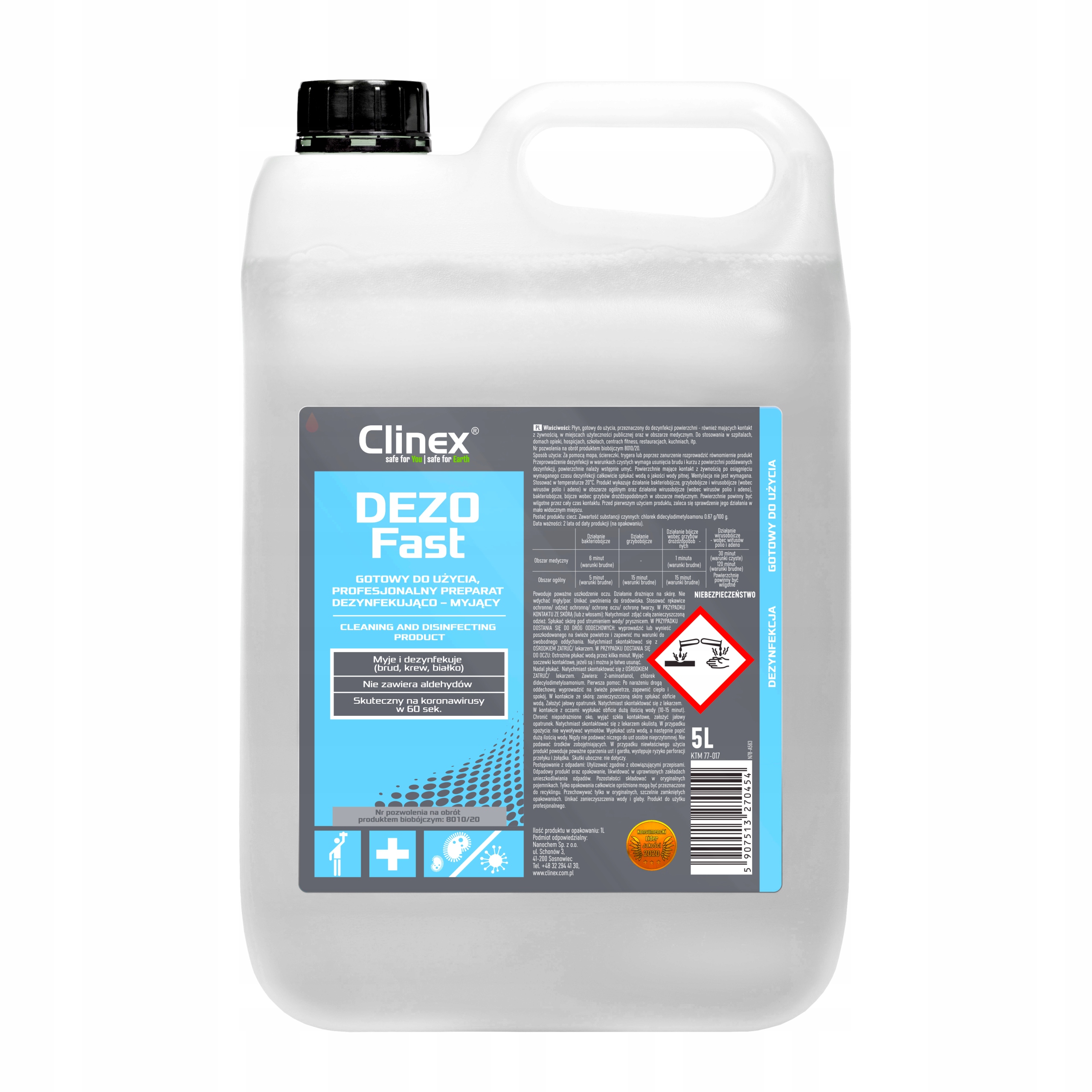 

Clinex DEZOFast preparat do dezynfekcji 5L