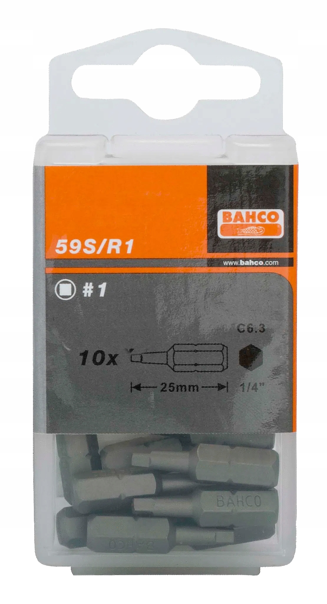 Bit 1/4" do śrub Robertson #4x25 mm, 10 szt BAHCO Liczba elementów pojedyncze