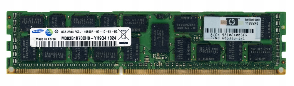 Hp 605313-171 8GB DDR3 1333MHz Reg Ecc M393B1K70CH0-YH9Q4