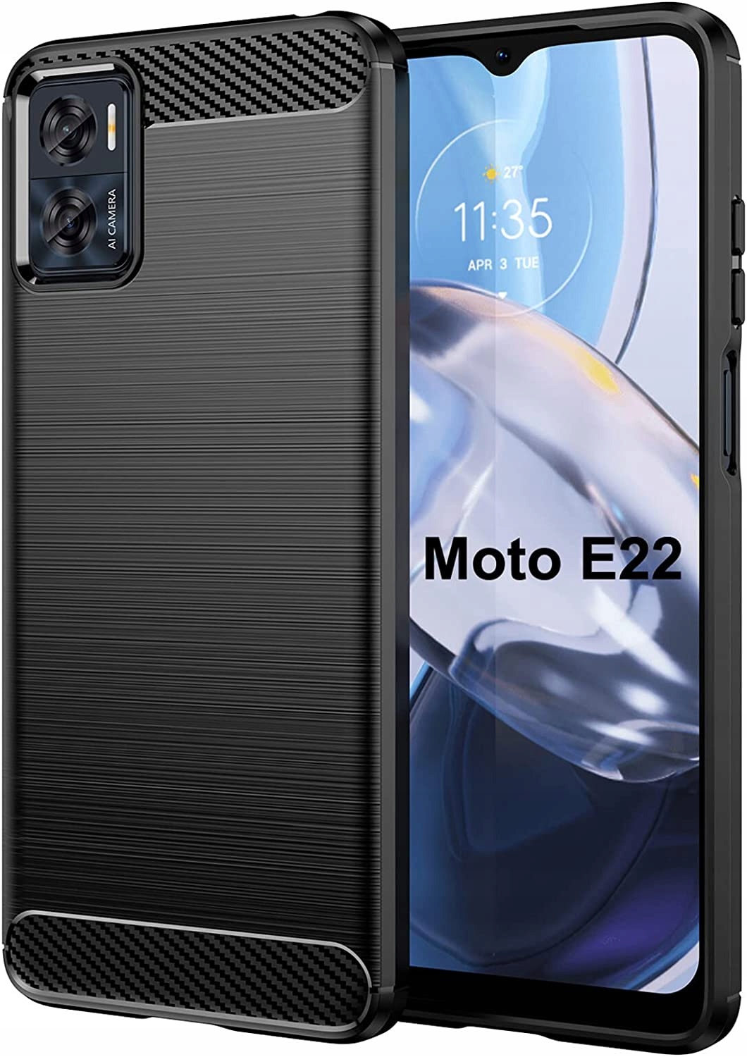 

Etui Pancerne Karbon do Motorola E22 E22i +szkło