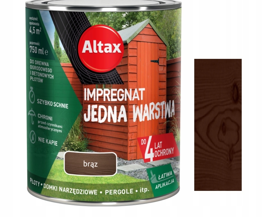 

Altax Impregnat Drewna Ogrodowego Brąz 0.75L