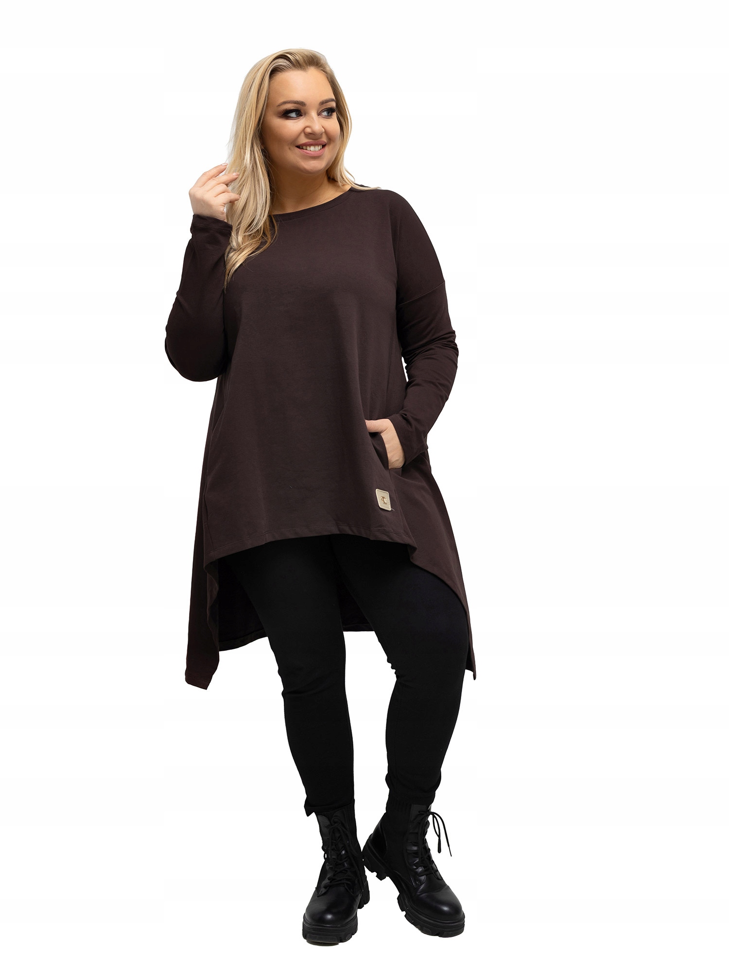 Tunika Asymetryczna Damska Plus Size z dłuższym tyłem