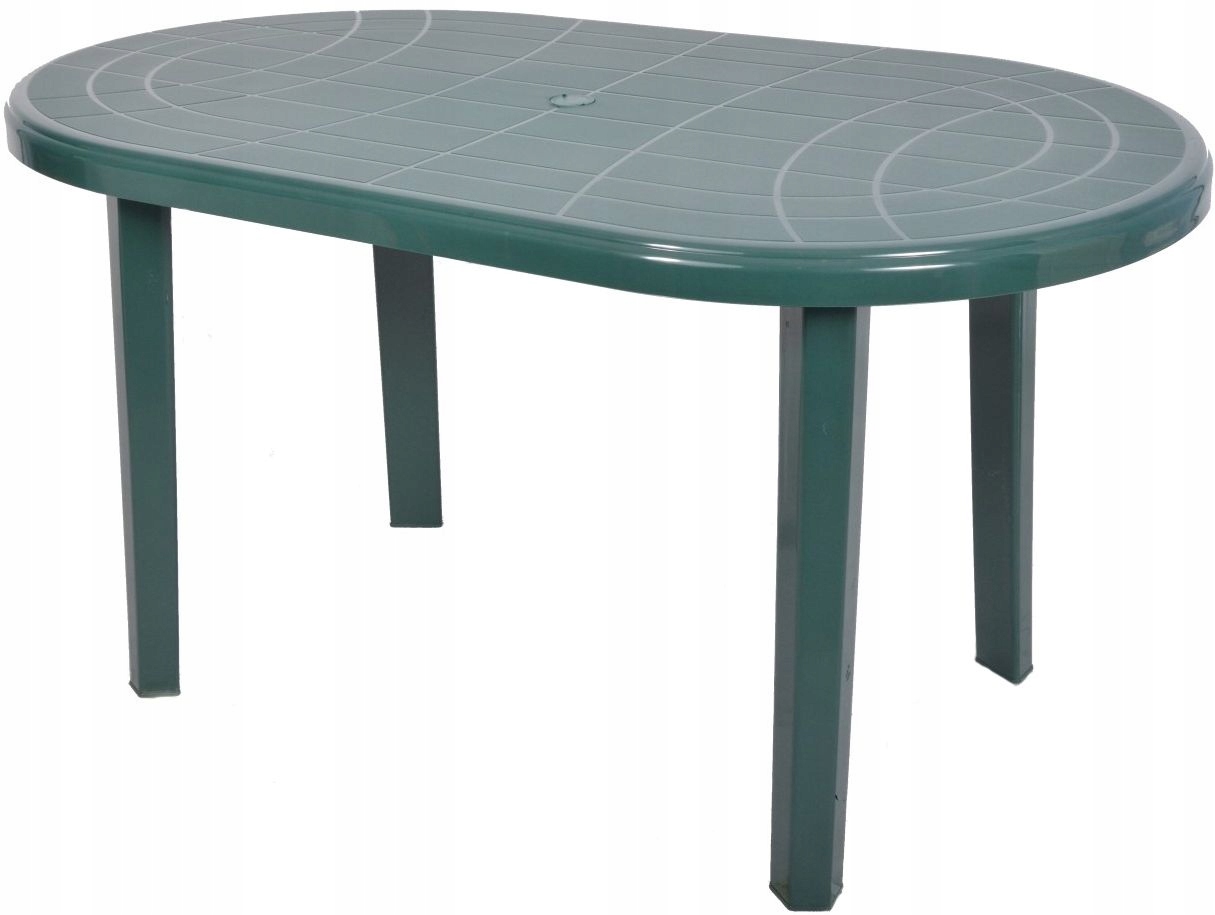 DUŻY MOCNY JANTAR OGRODOWY STÓŁ OWALNY STOLIK ZIELONY