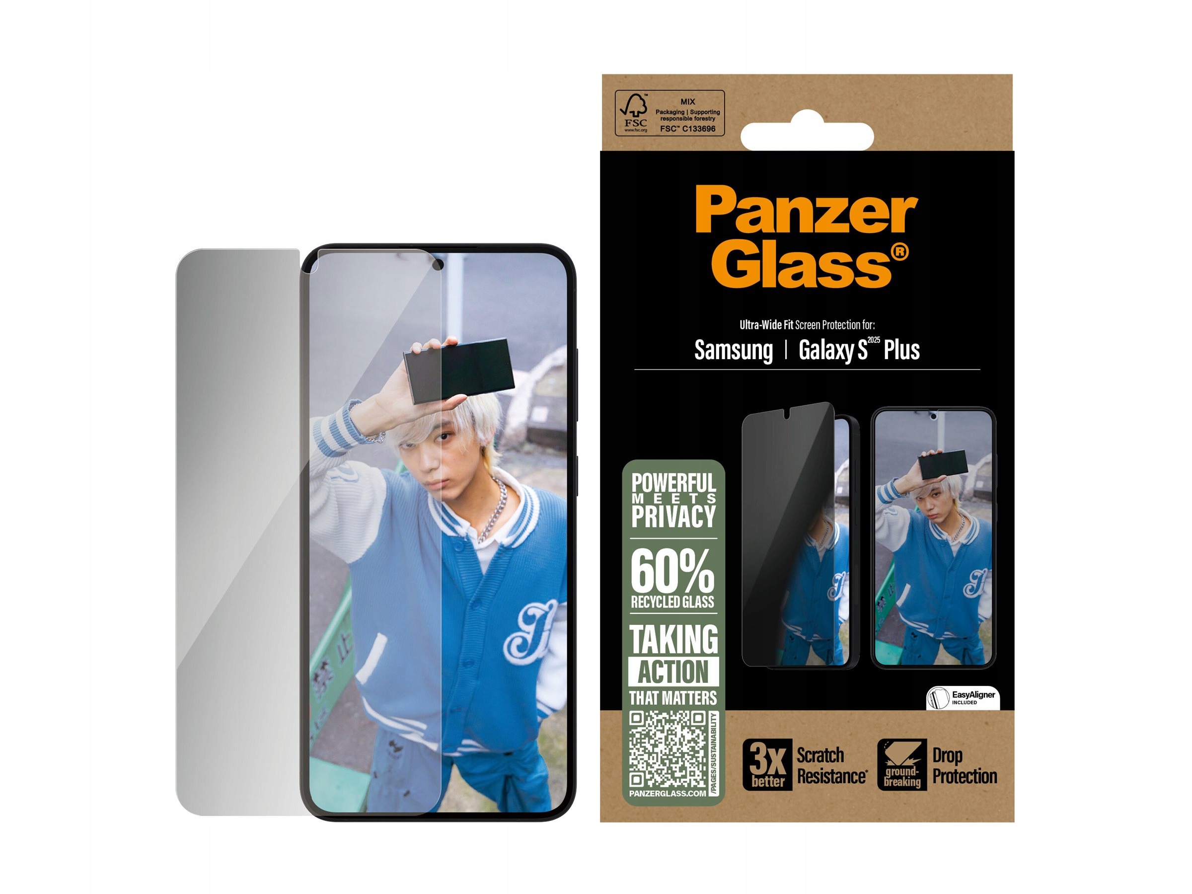 PanzerGlass Ochranné sklo s filtrem soukromí pro Samsung Galaxy S25 Plus Ultra-Wide F