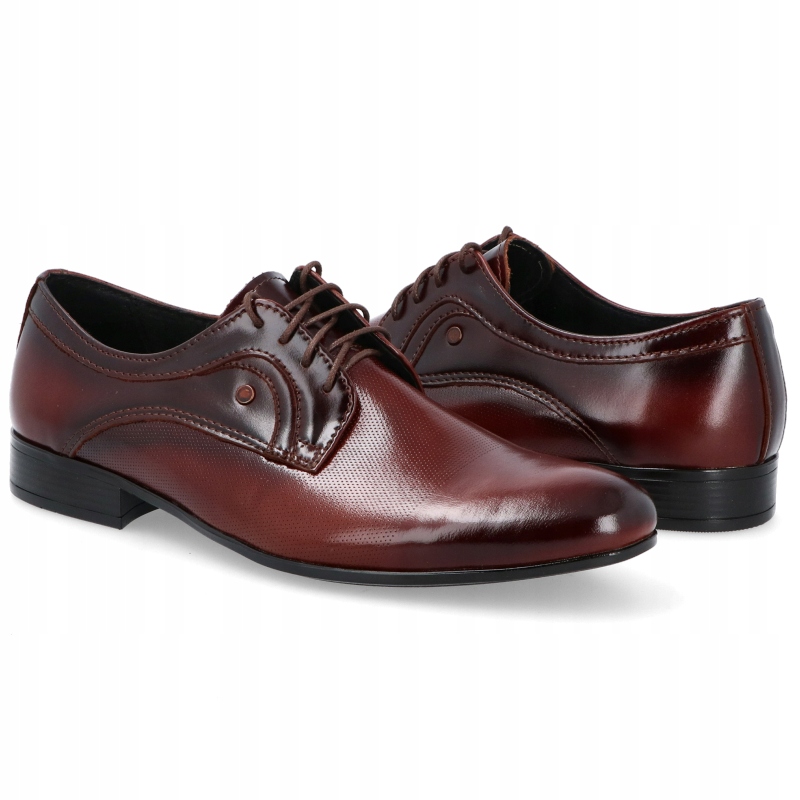 PÓŁBUTY MĘSKIE WIZYTOWE SKÓRA 046 BRĄZOWE R 41 Kolor brązowy