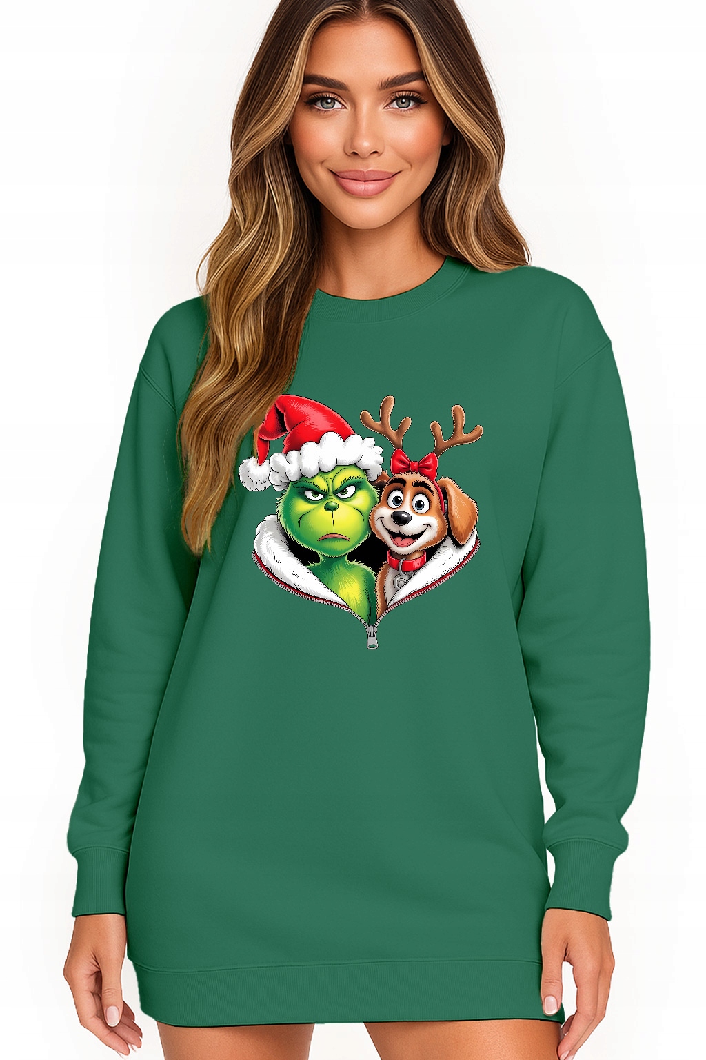 Mikina Vánoční Oversize Šaty Grinch Sob Dárek Vánoce L