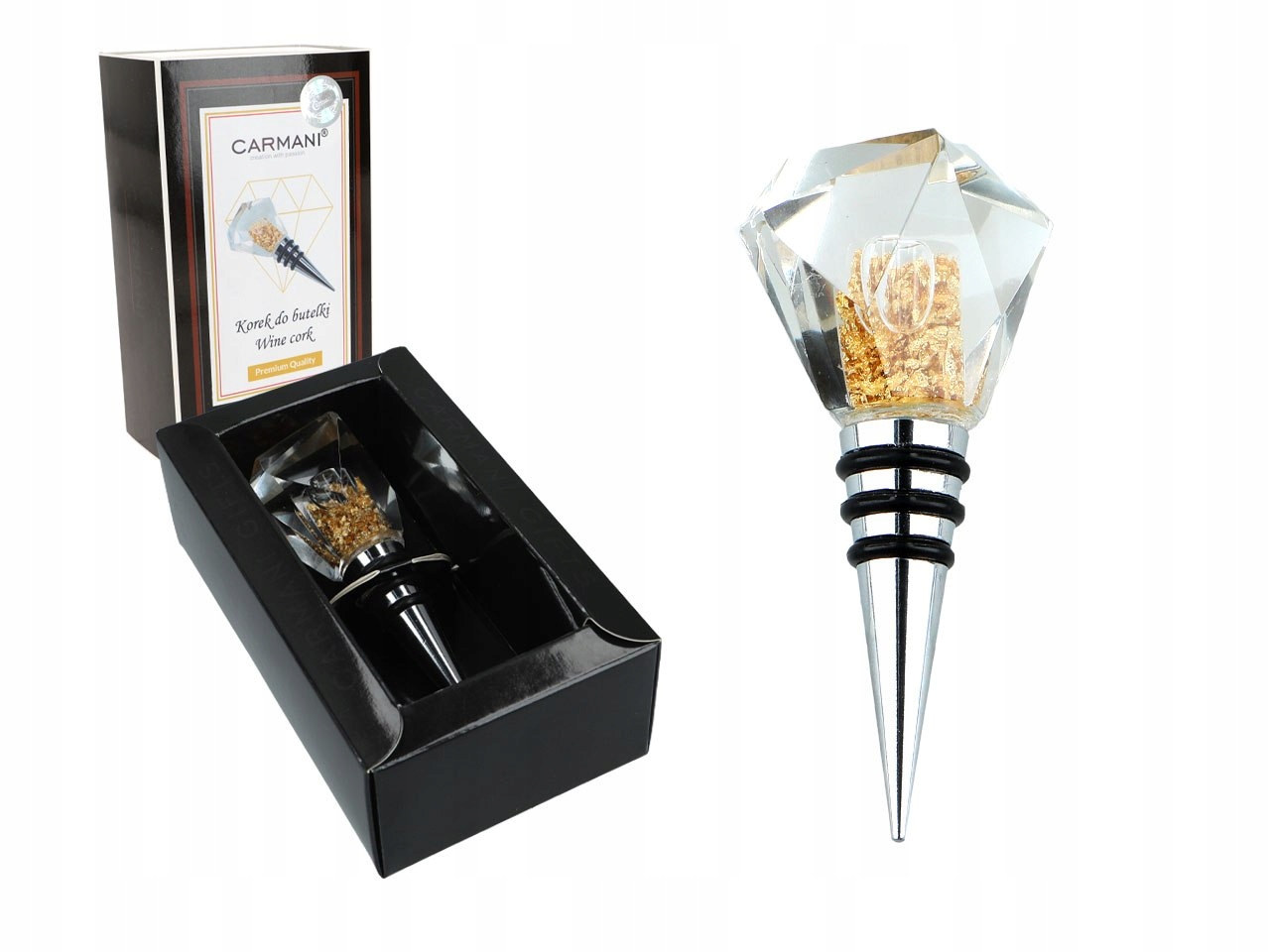 Zátka na láhev – kus s částečkami zlata.