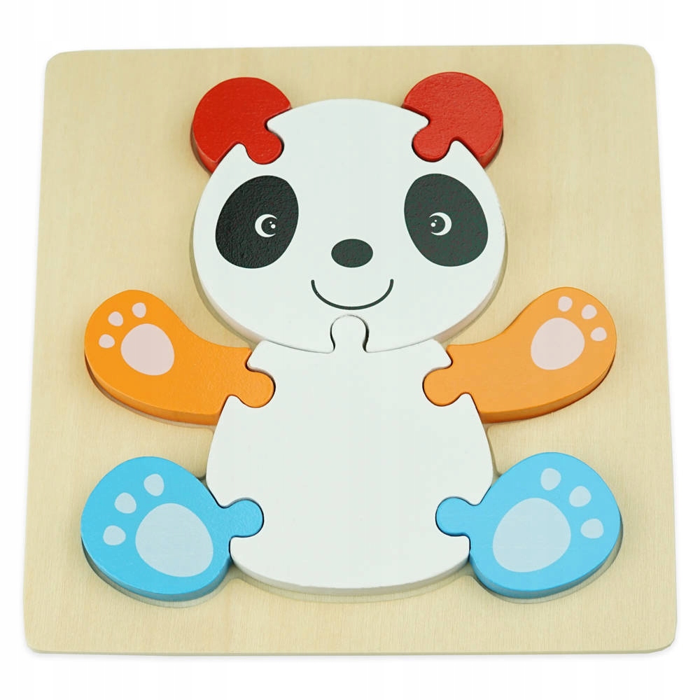 

Drewniana Kolorowa Układanka Puzzle Panda