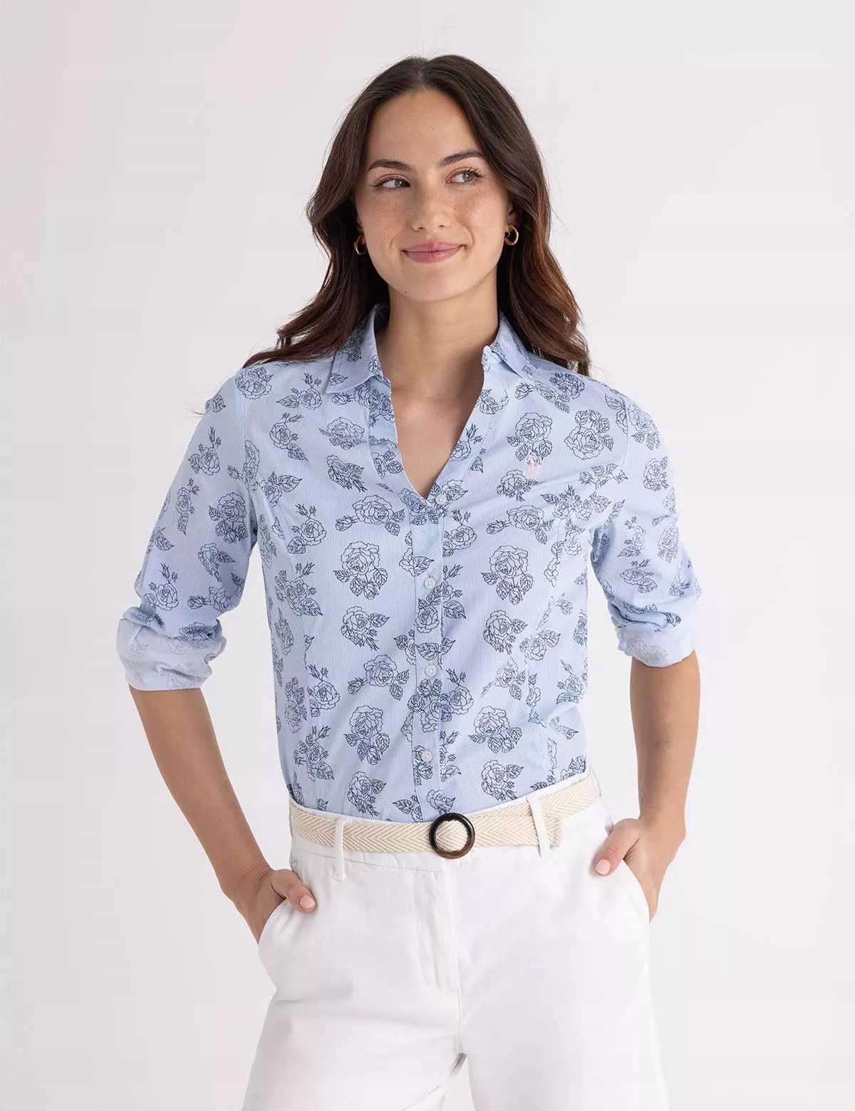 U.S.Polo Assn. dámská košile s dlouhým rukávem Fitted květiny L