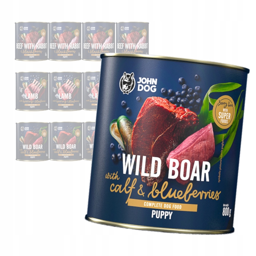 Levně John Dog Berry MIX 3 Příchutí Pro Štěňata 12x800g