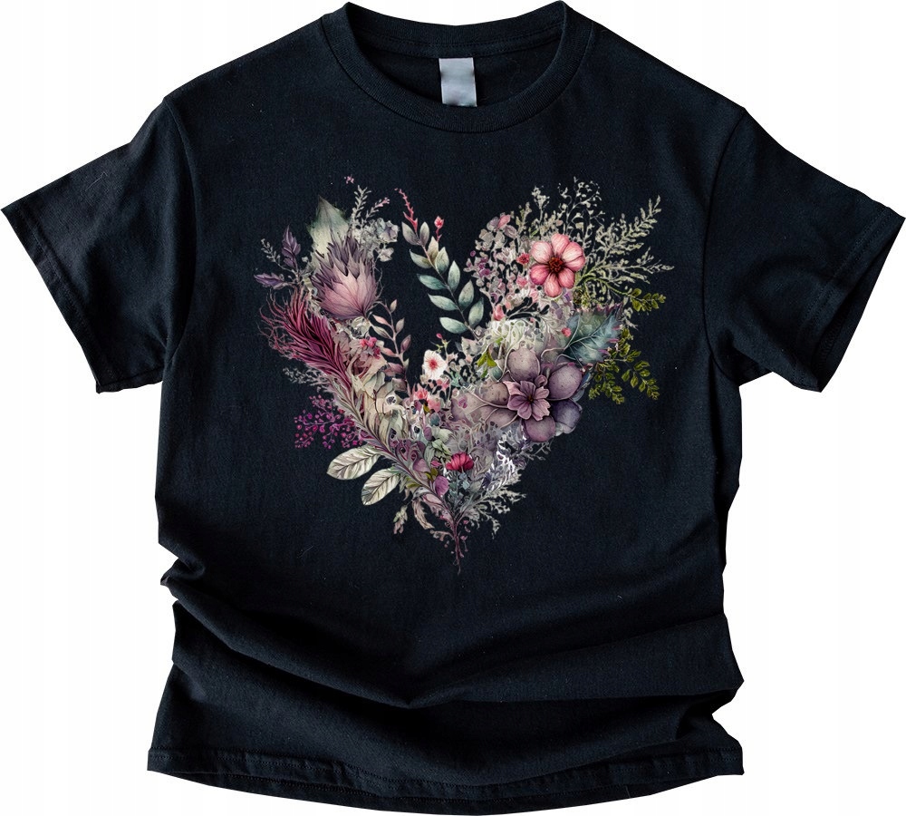 

koszulka damska nadruk serce w kwiaty b27 XXL/3XL