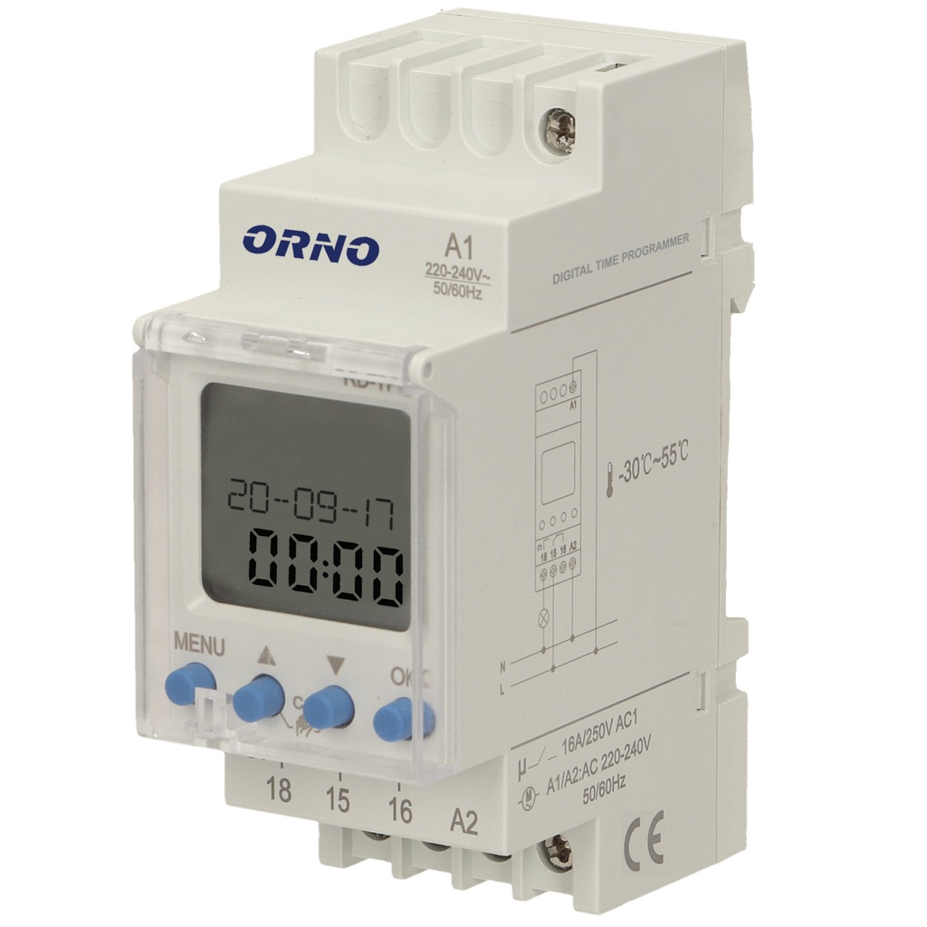 PROGRAMATOR CZASOWY NA SZYNE DIN 100 PROGRAMÓW Kod producenta OR-PRE-451