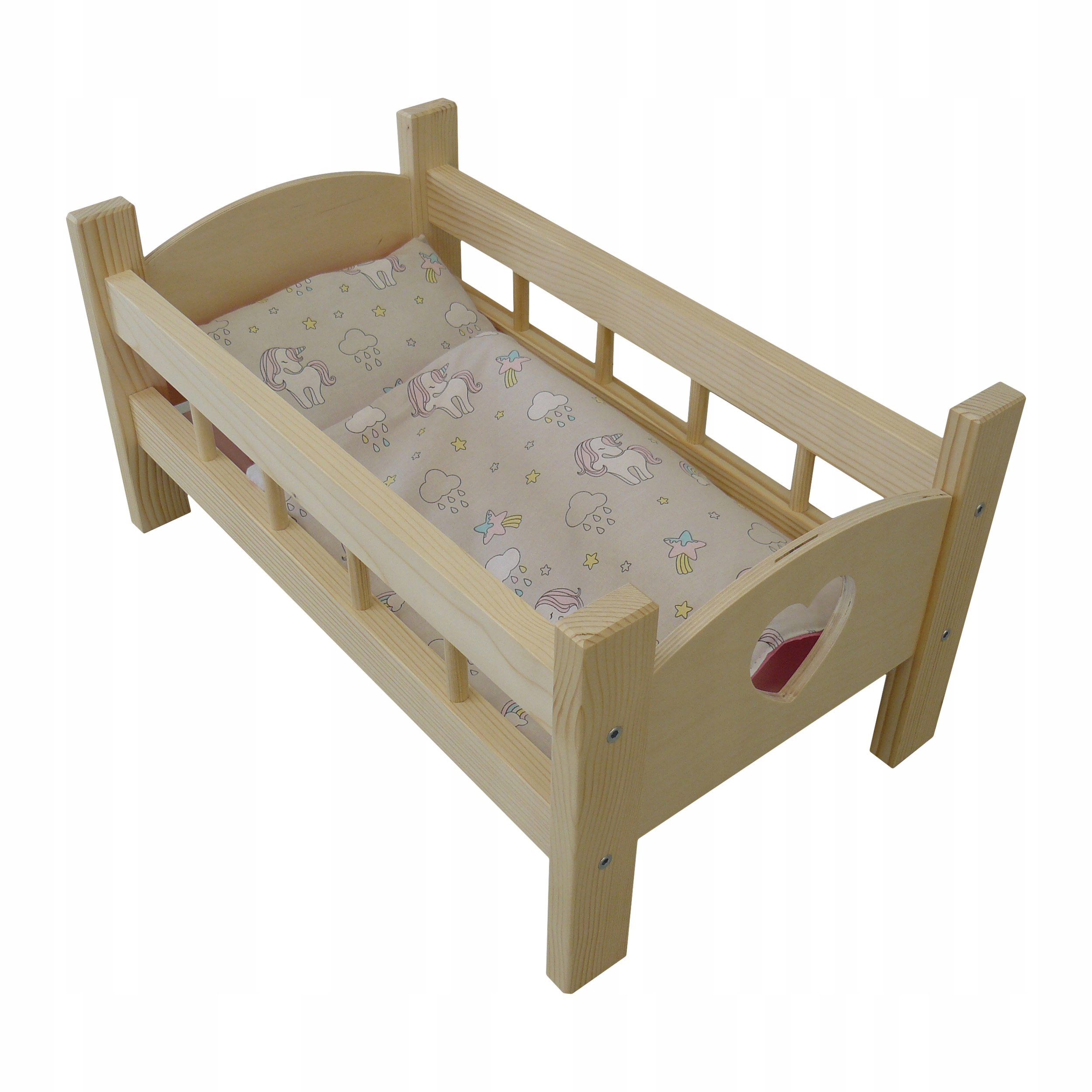 

Łóżko Drewno Grawer Serce Pościel Szary Jednorożec