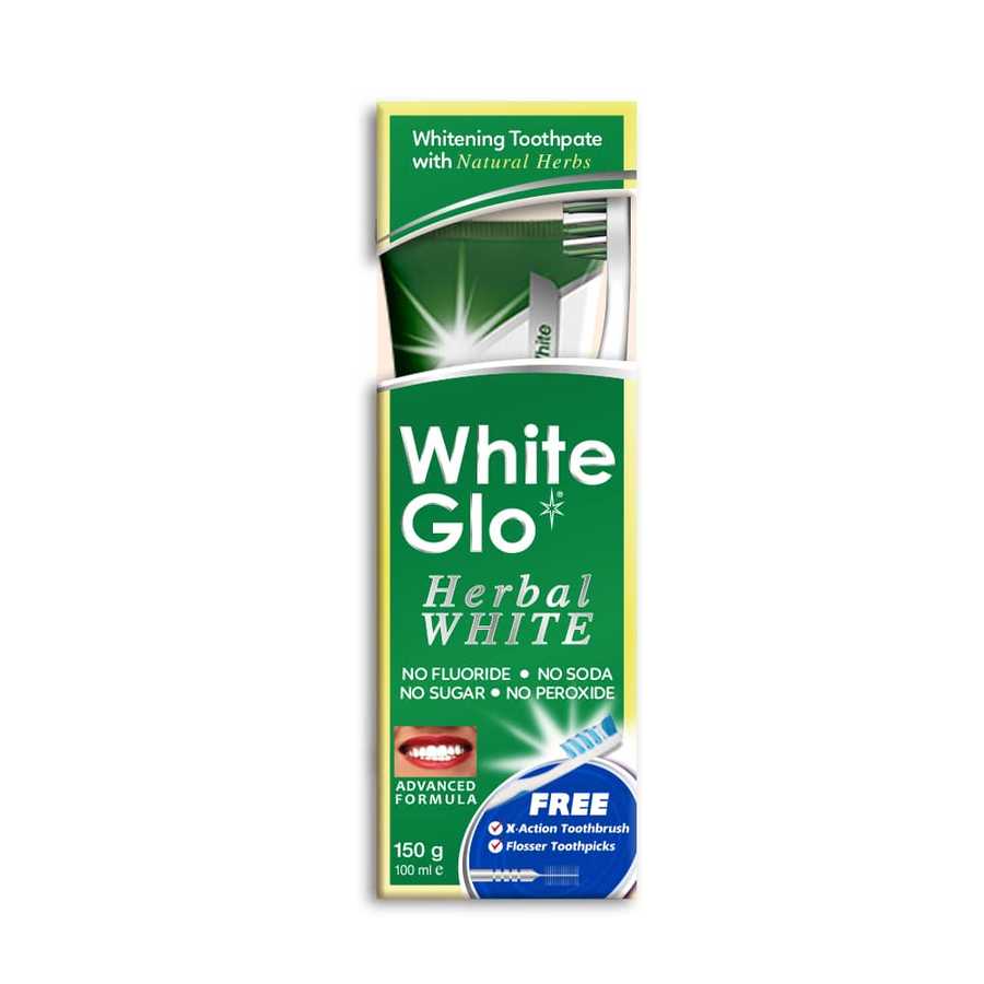 Pasta do zębów White Glo ziołowa wybielająca 100 ml + szczoteczka