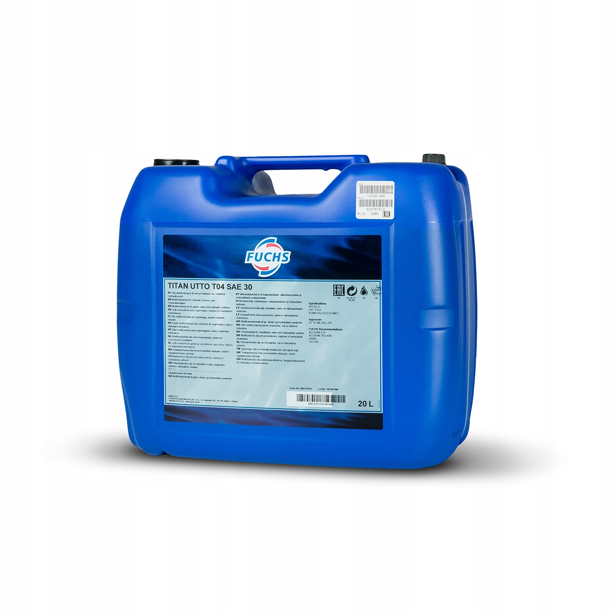OLEJ FUCHS TITAN UTTO CAT TO-4 KOMATSU SAE 30 20L