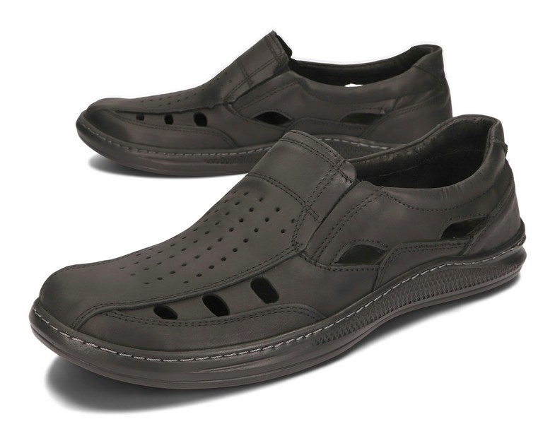 PÓŁBUT SANDAŁ MOKASYN SKÓRA POLSKIE 185 CZARNY 40