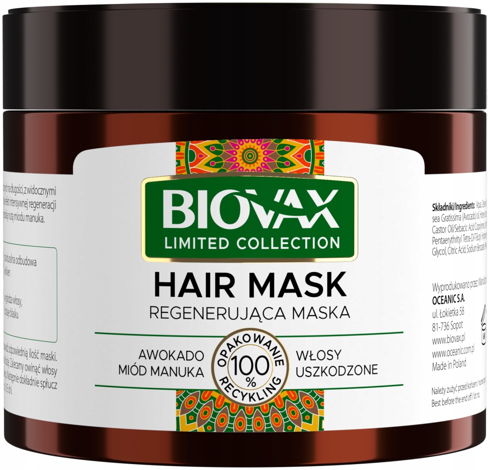 

Biovax Regenerująca maska do włosów awokado miód