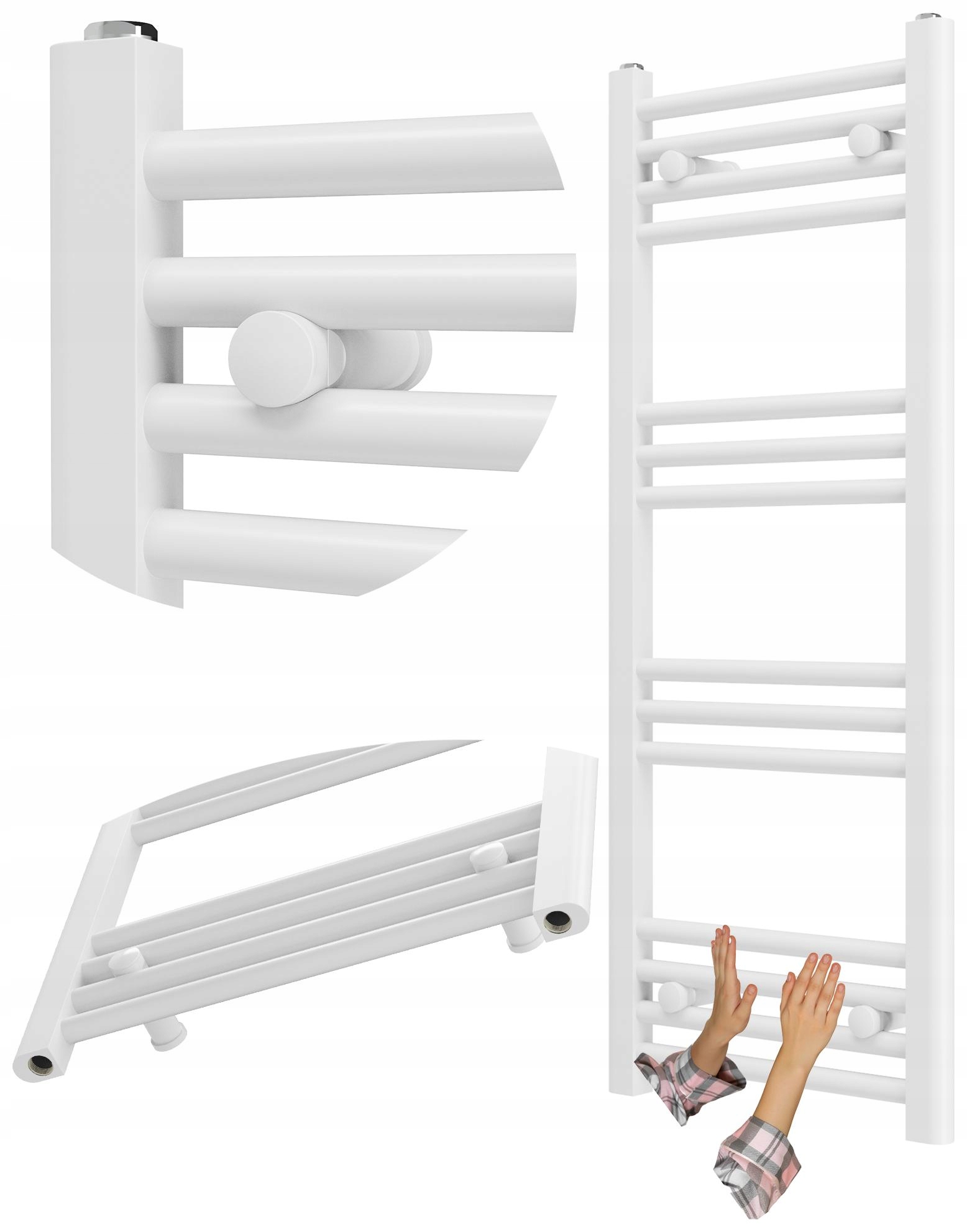 Kúpeľňový Ohrievač Biely Rebrík 40x100 cm Moderný Kalorifer Breno