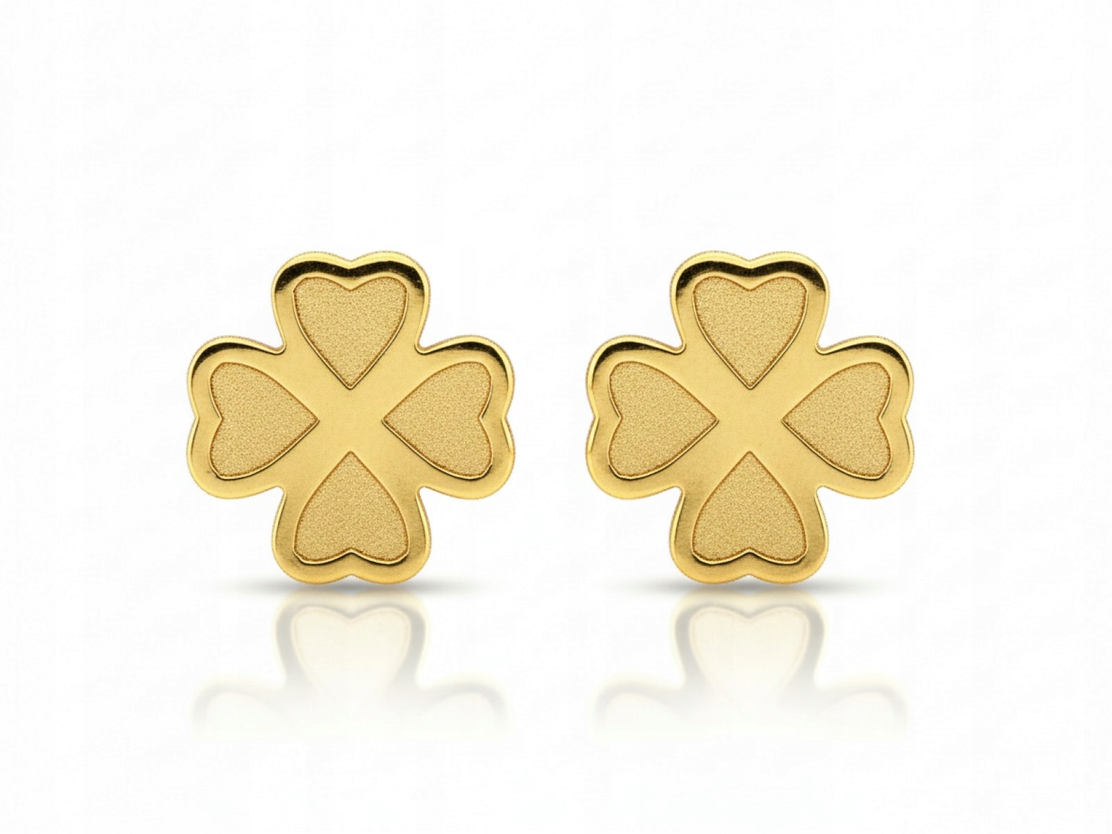 Jemné Náušnice Ze Zlata 585 ženské čtyřlístky, zapínání na tyči