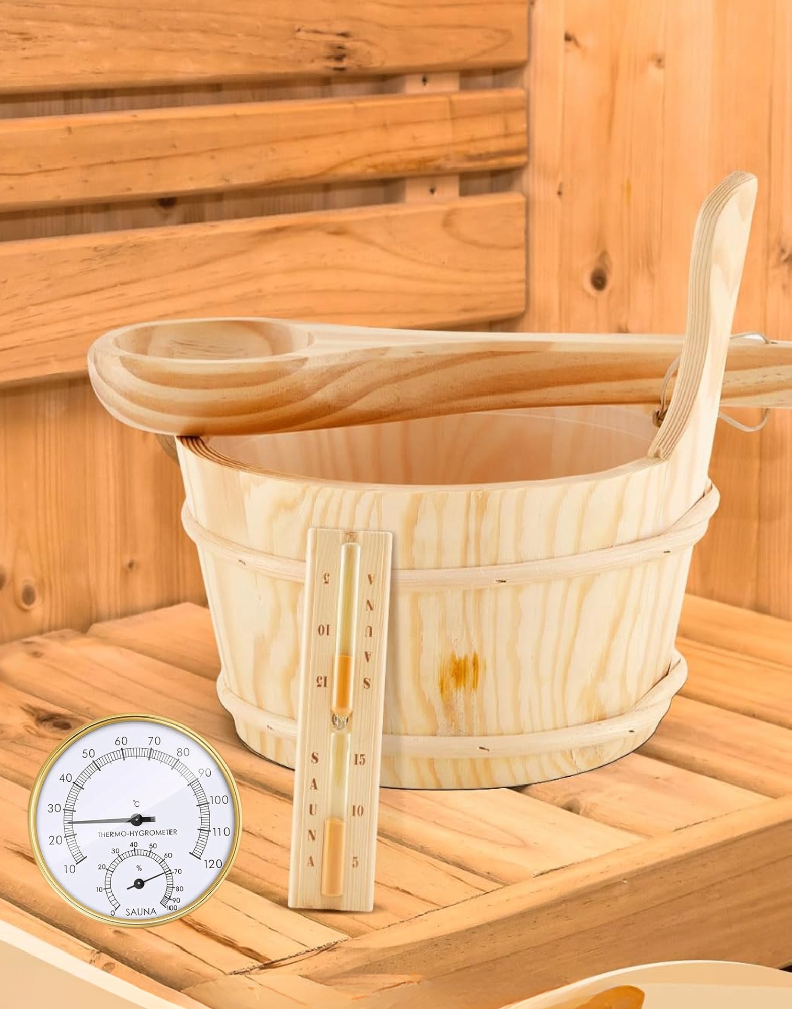 Drewniany zestaw akcesoriów do sauny 4 L RegMag – Drewniany zestaw akcesoriów do sauny RegMag
