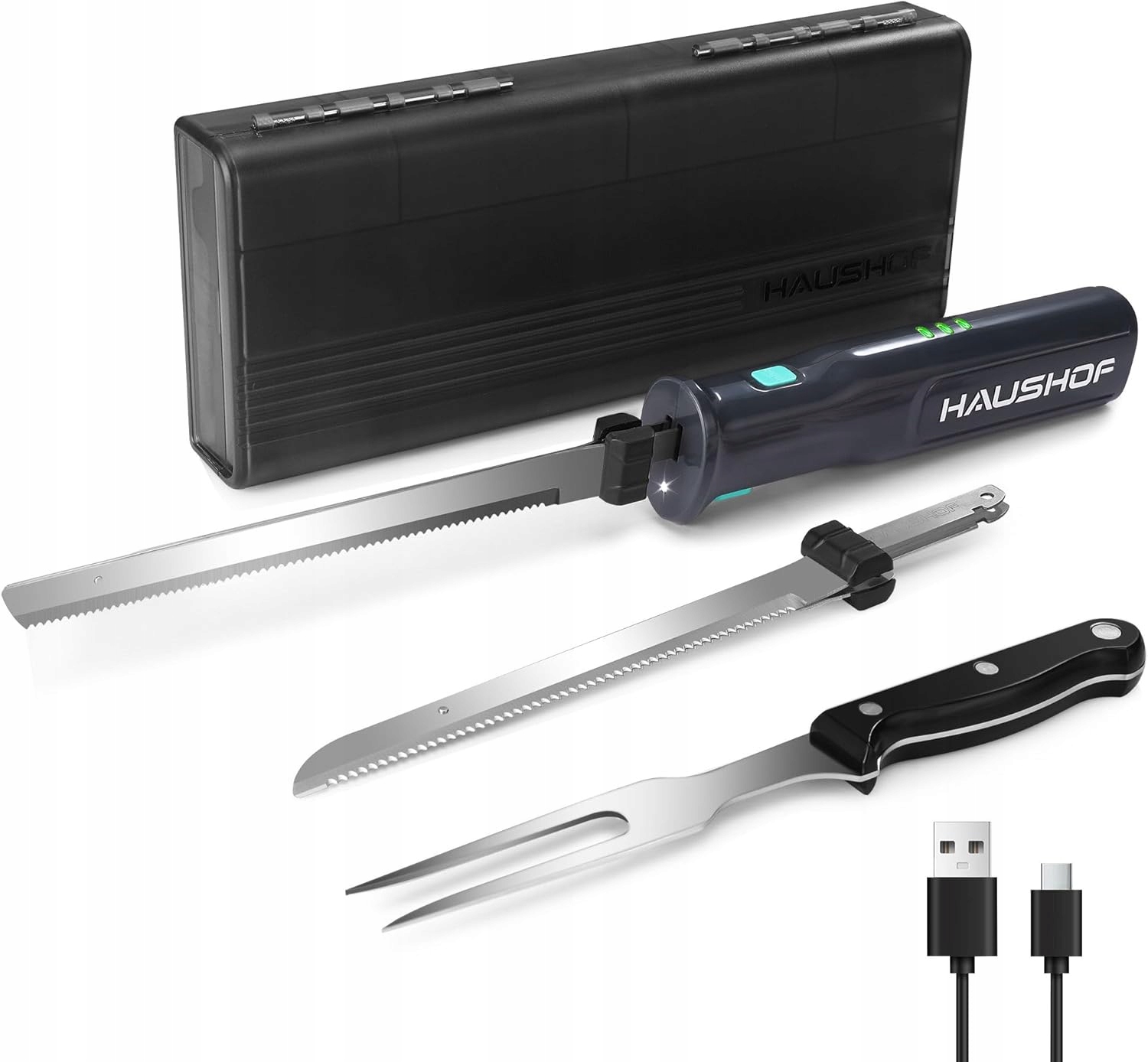 Nůž Elektrický Bezdrátový 8V Nerezová Ocel Sada S Příslušenstvím