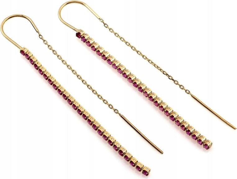 Náušnice zlaté závěsné 585 provlékací zdobené zirkony jako dárek