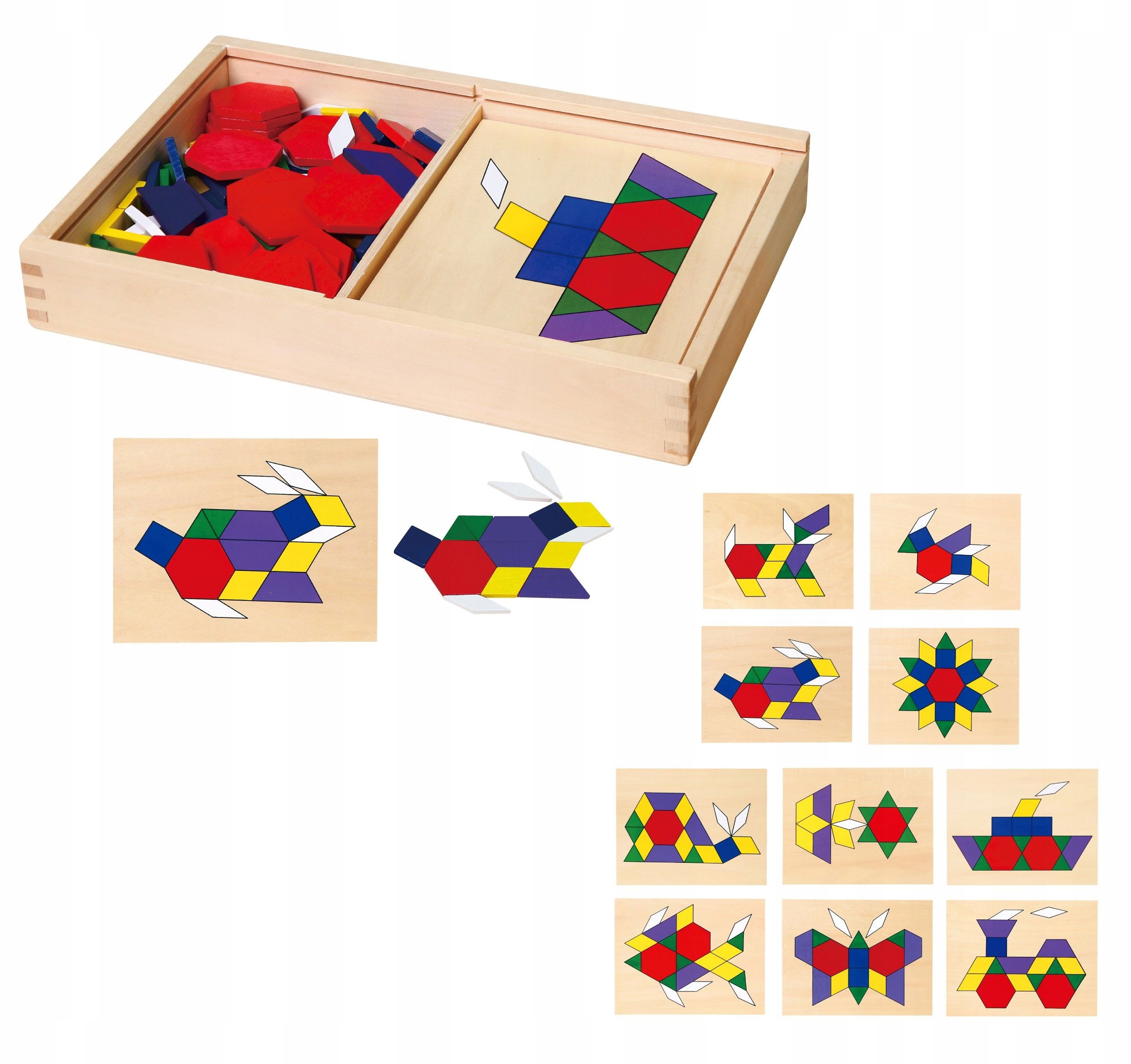 DREWNIANA UKŁADANKA MOZAIKA GEOMETRYCZNA TANGRAM KLOCKI MONTESSORI VIGA Marka Viga