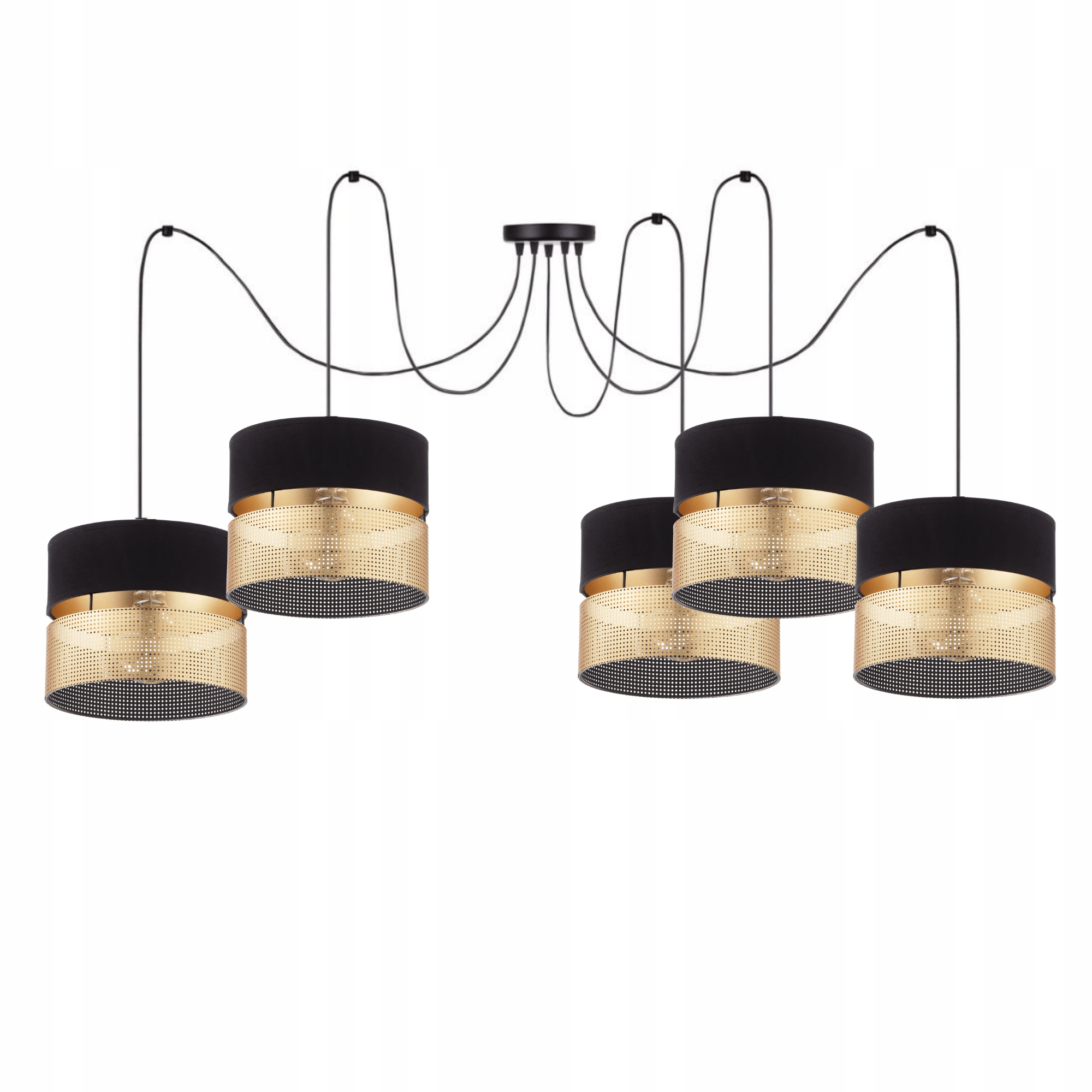Závěsná Stropní Lampa Pavouk Stínidlo S Dírkami Zlatá E27 Led Ažurová