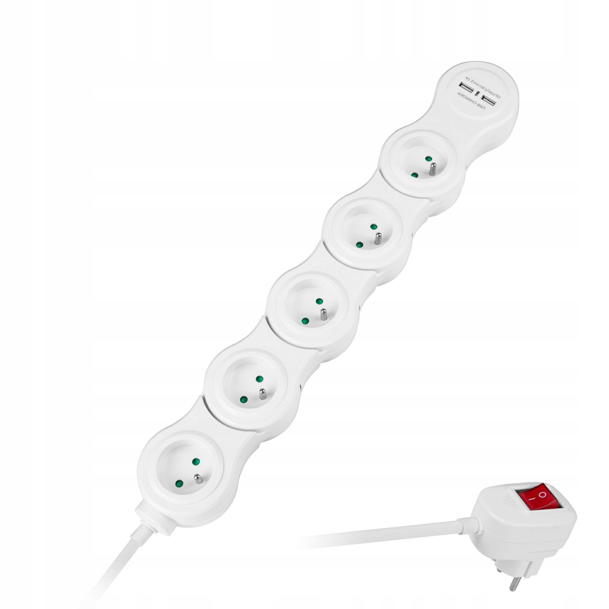 

Przedłużacz sieciowy snake Rebel 5 gniazd 2 x Usb