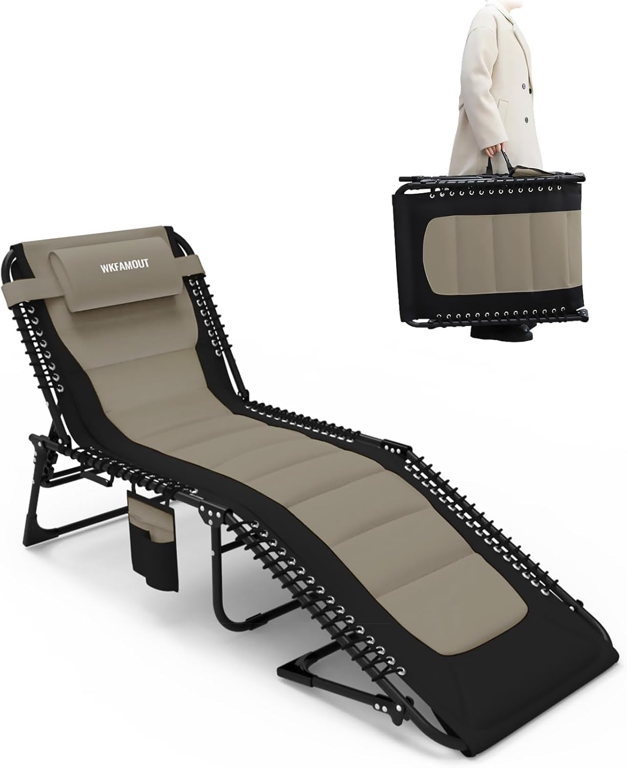 Skladací ležadlo, nastaviteľné, 5 polôh, 120 kg, s vreckom