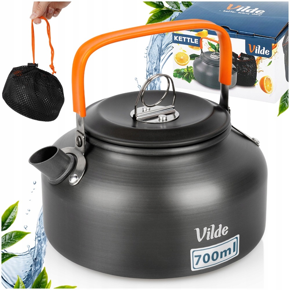 Czajnik Turystyczny przenośny Aluminiowy kempingowy Piknikowy 700 ml Etui